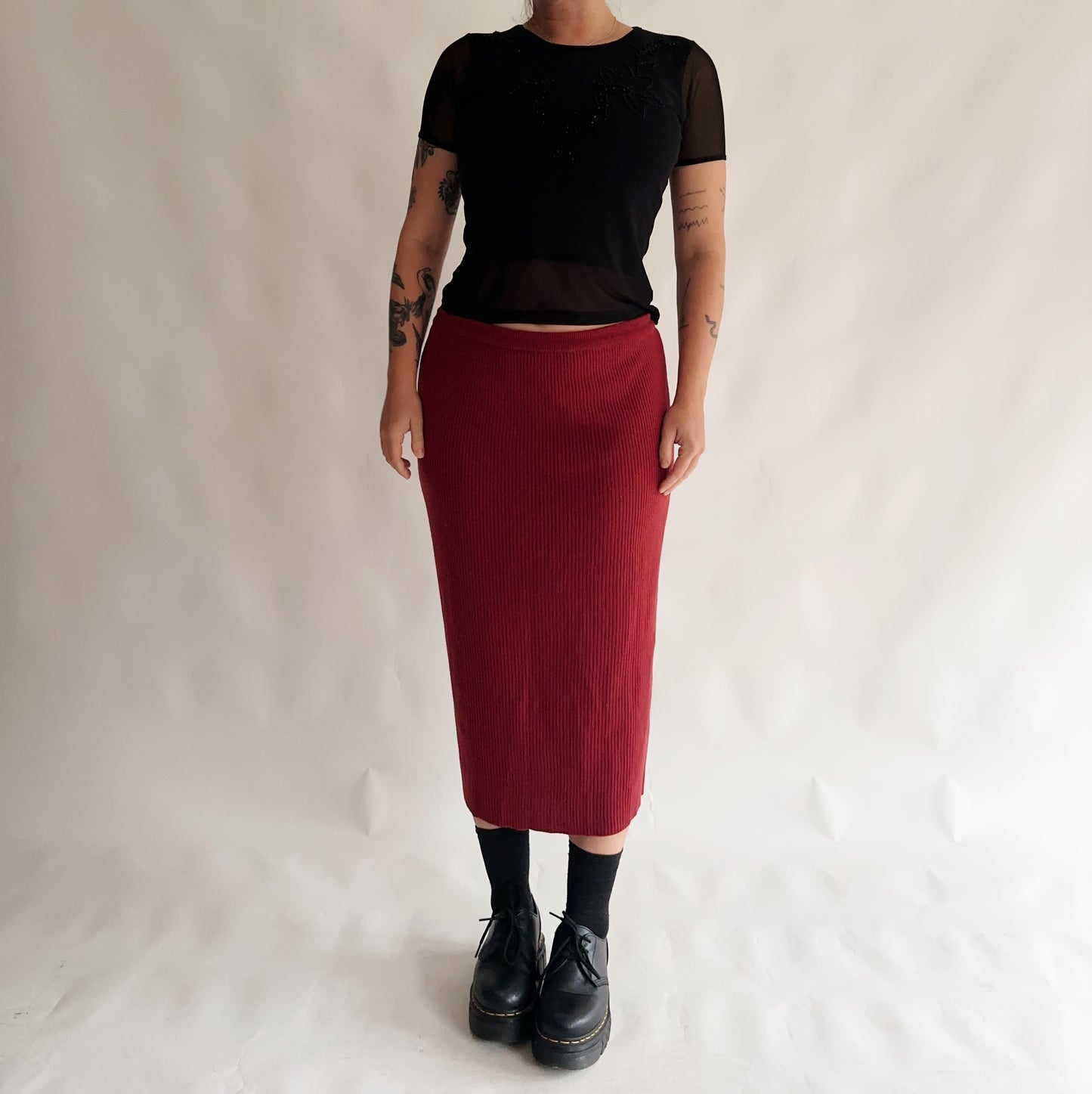 saia vintage midi bordeaux de inverno (L)