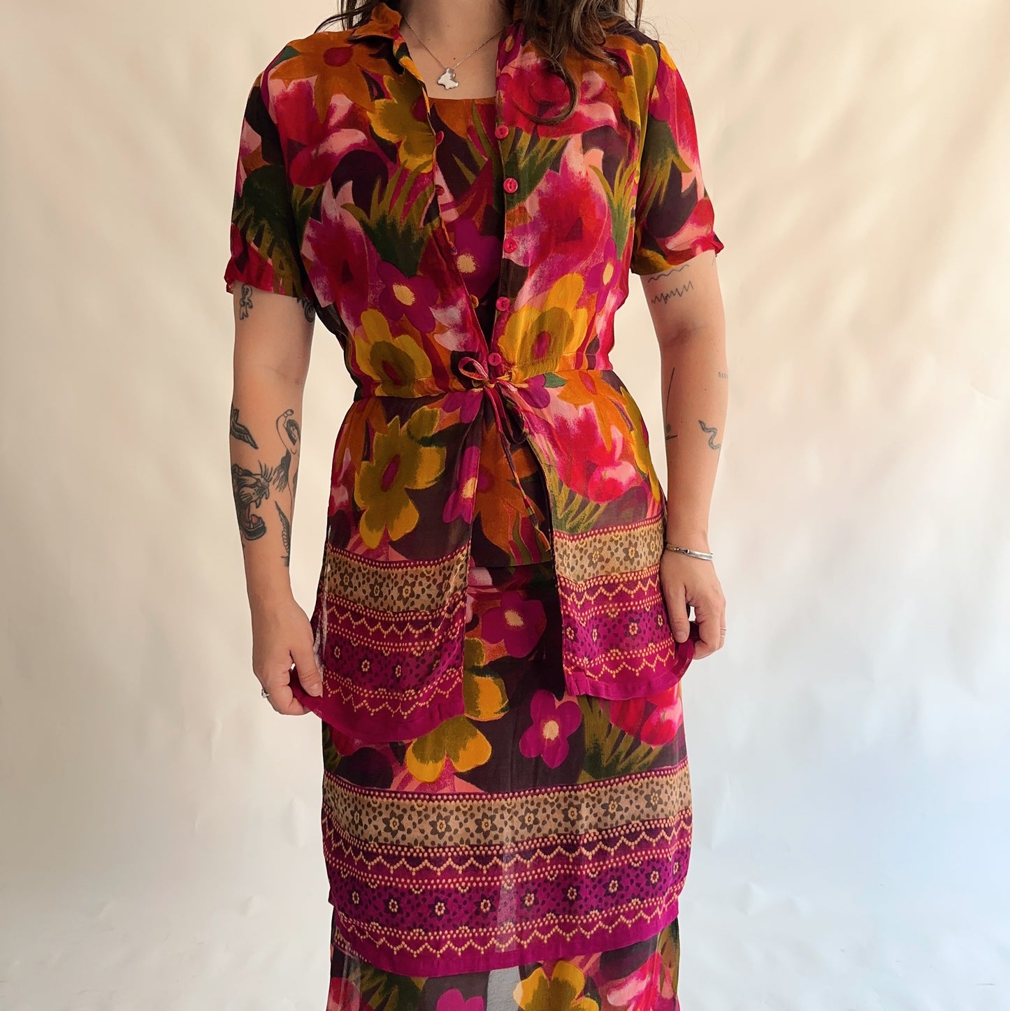 set vintage vestido + camisa (S-M)