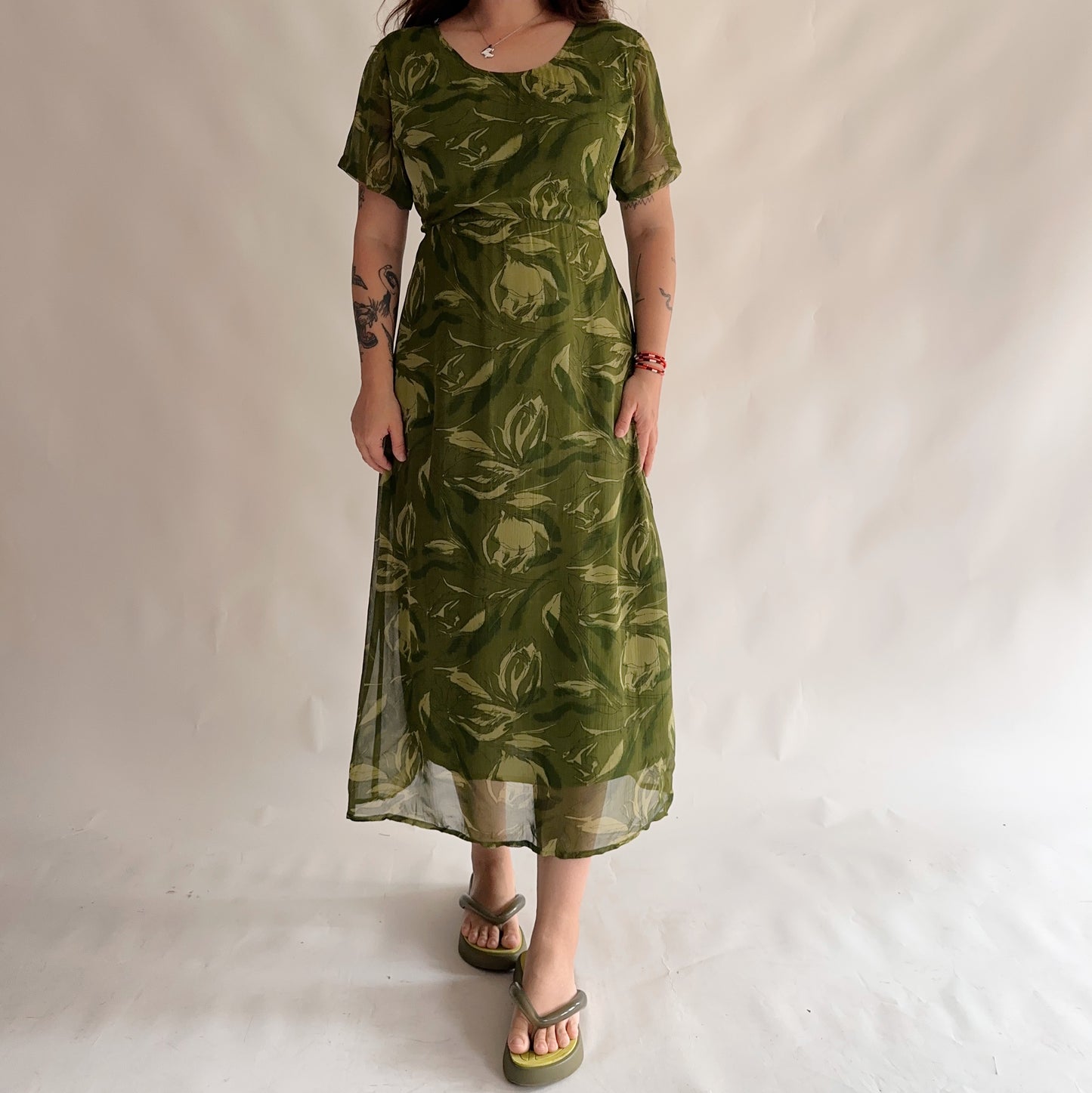 vestido vintage longo floral (M-L)