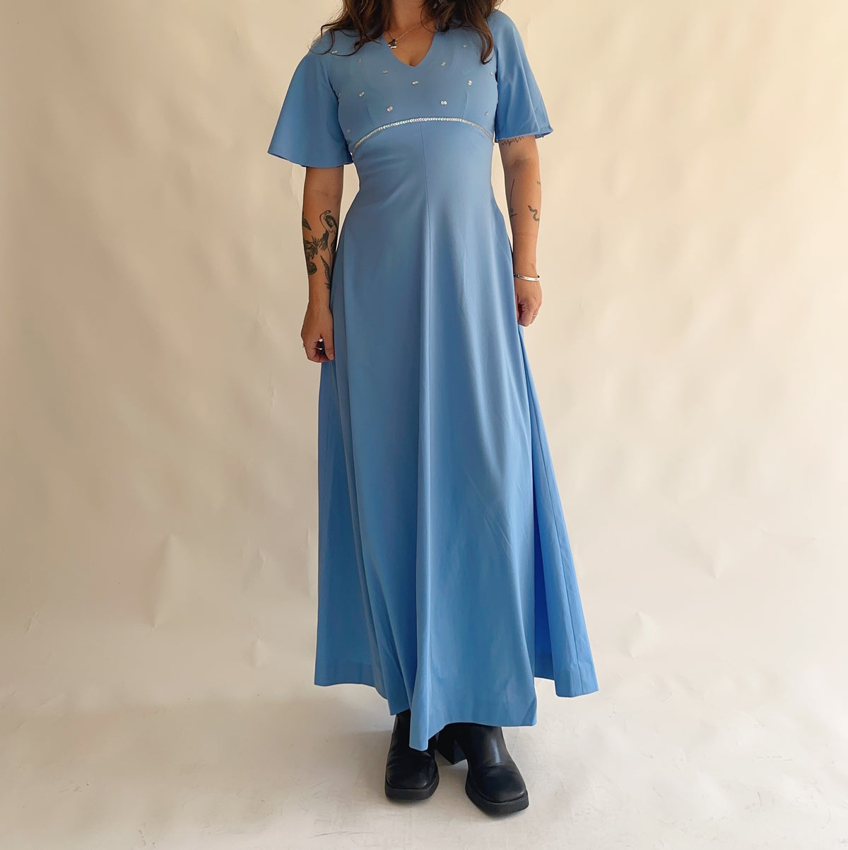 vestido vintage 70s maxi (M)