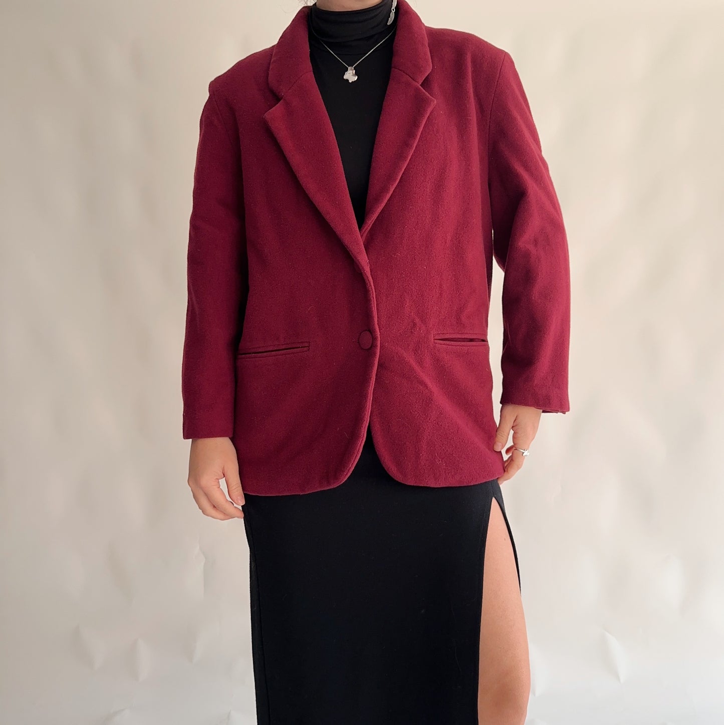 Blazer Vintage Lã Bordeaux (M-L)