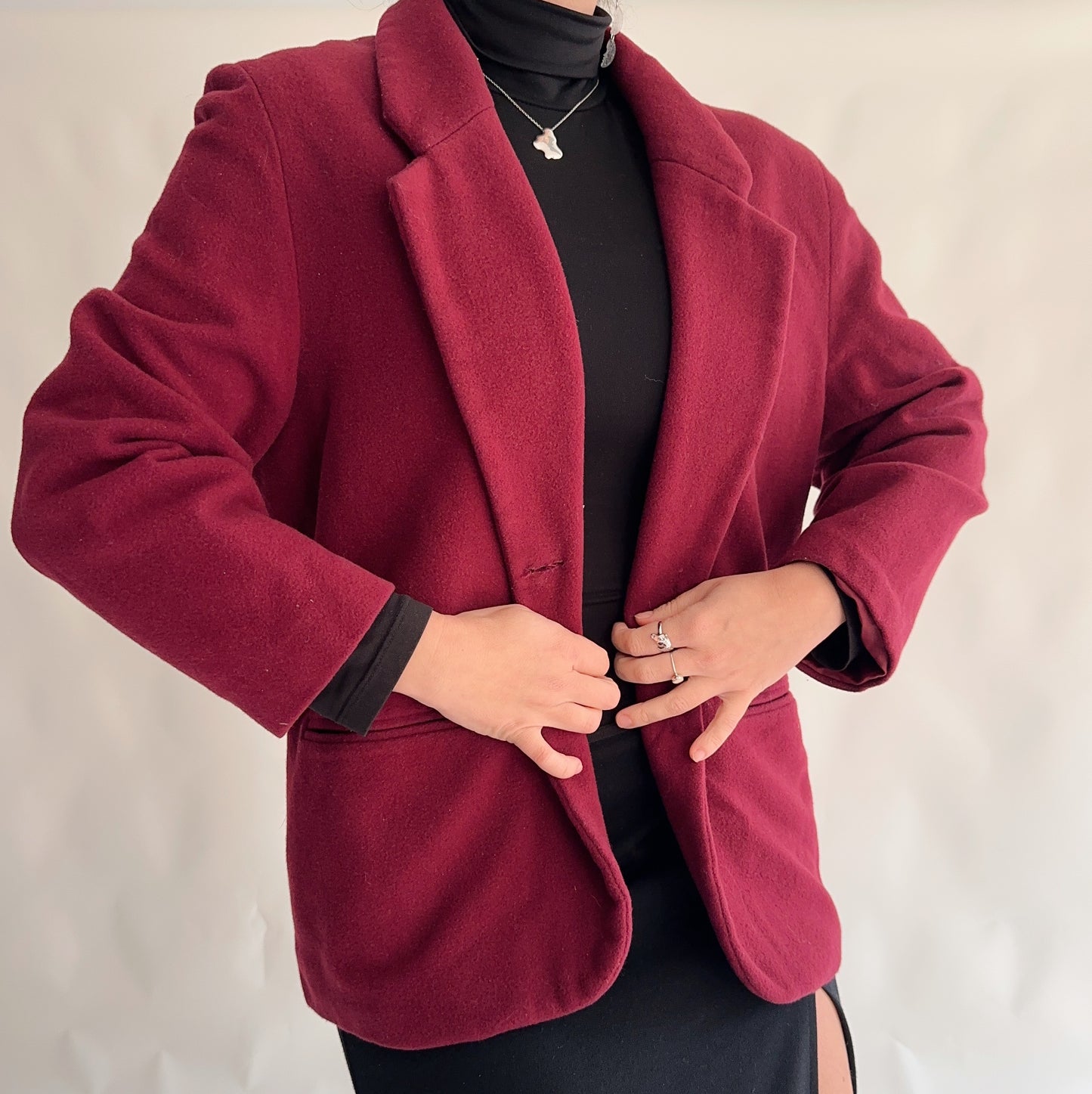 Blazer Vintage Lã Bordeaux (M-L)