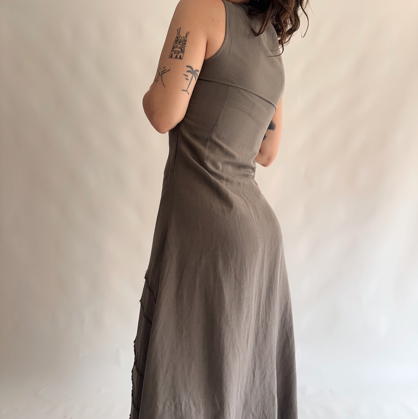 vestido vintage seda + linho (M)