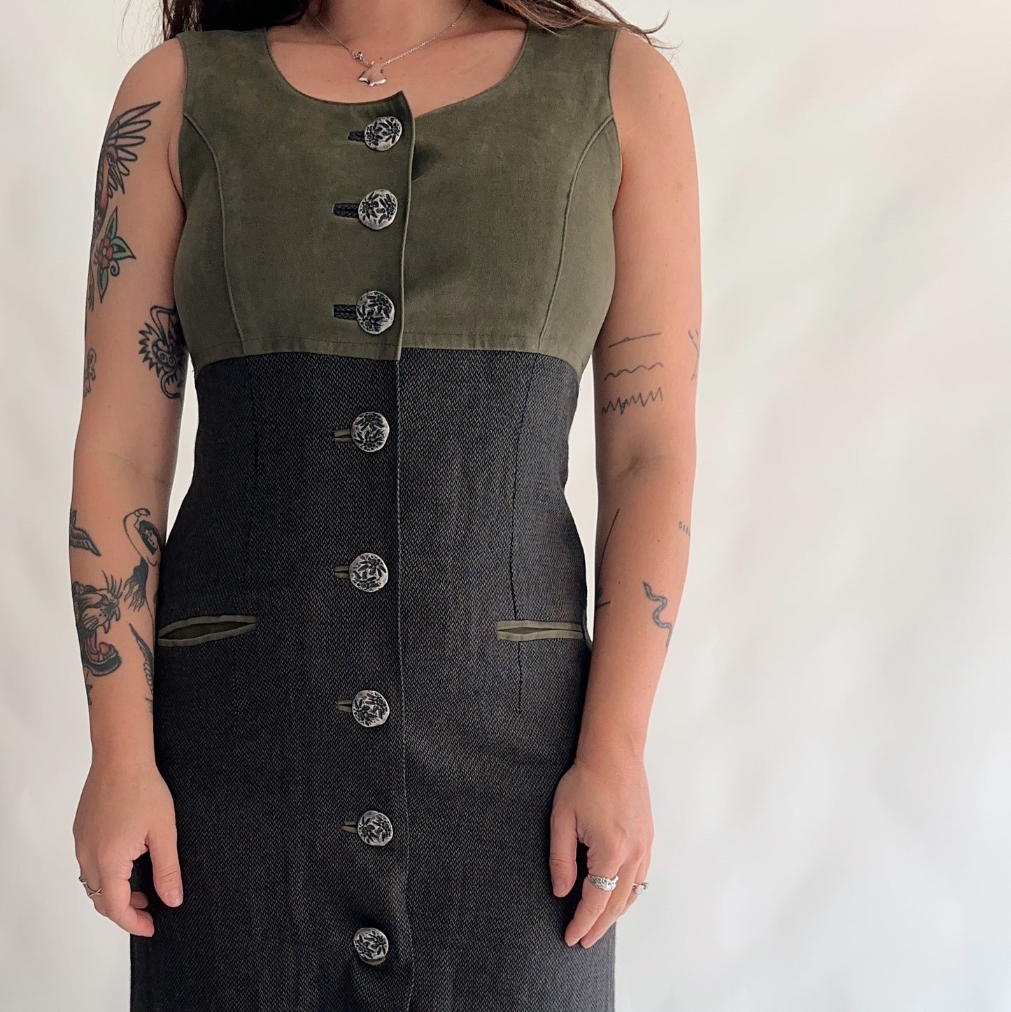 Vestido de inverno vintage austriaco (M-L)