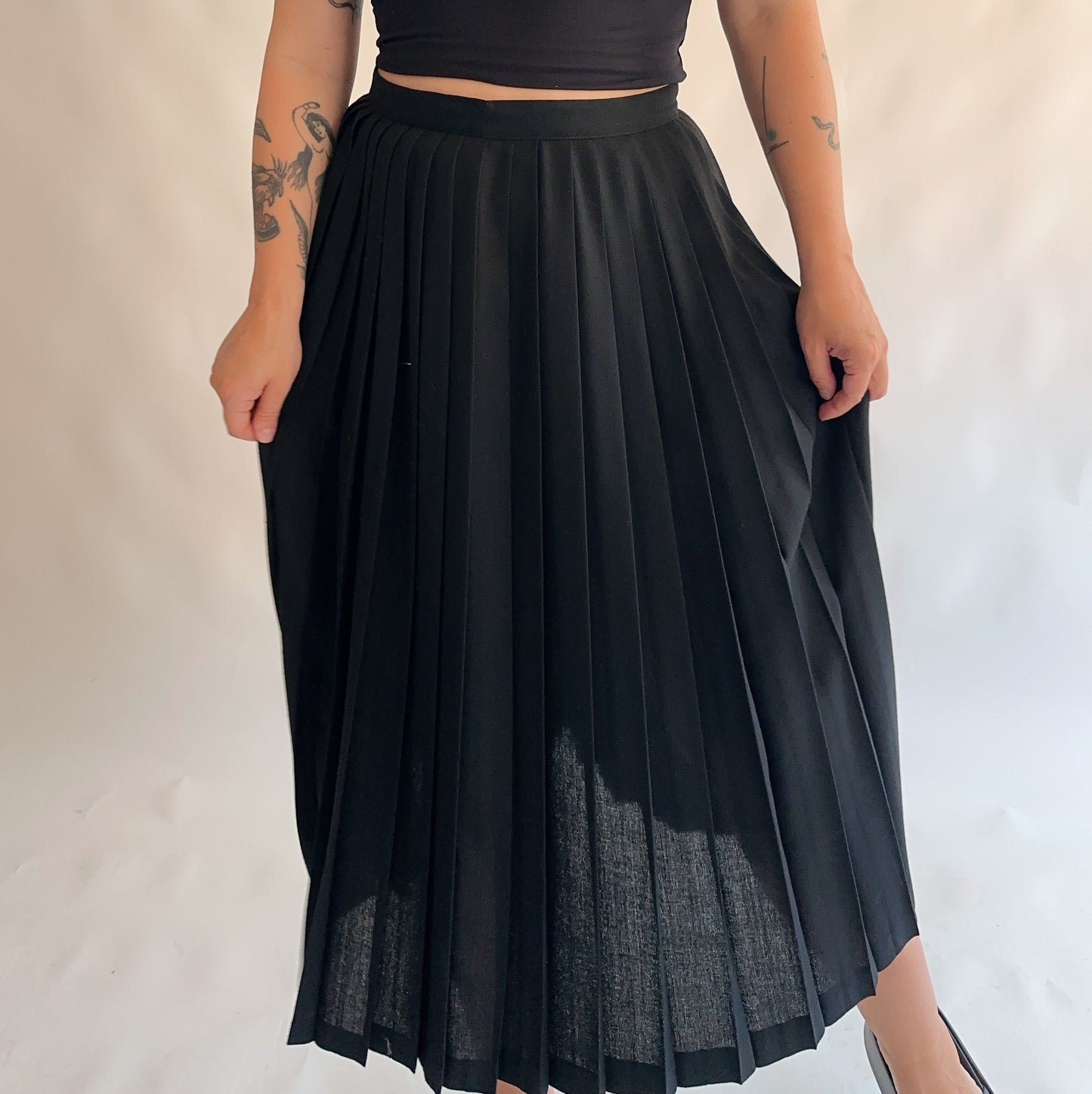 saia vintage plissada 40% lã (XS)