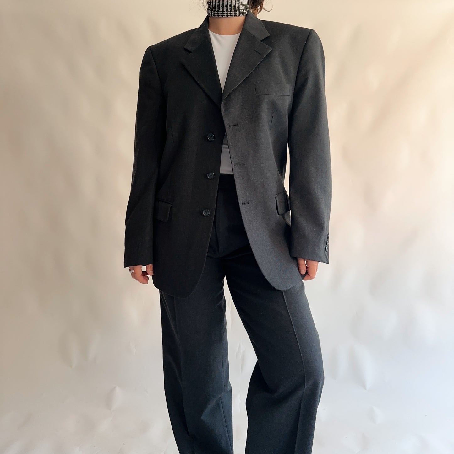 Fato Vintage Blazer + calças 45% lã (M-L)