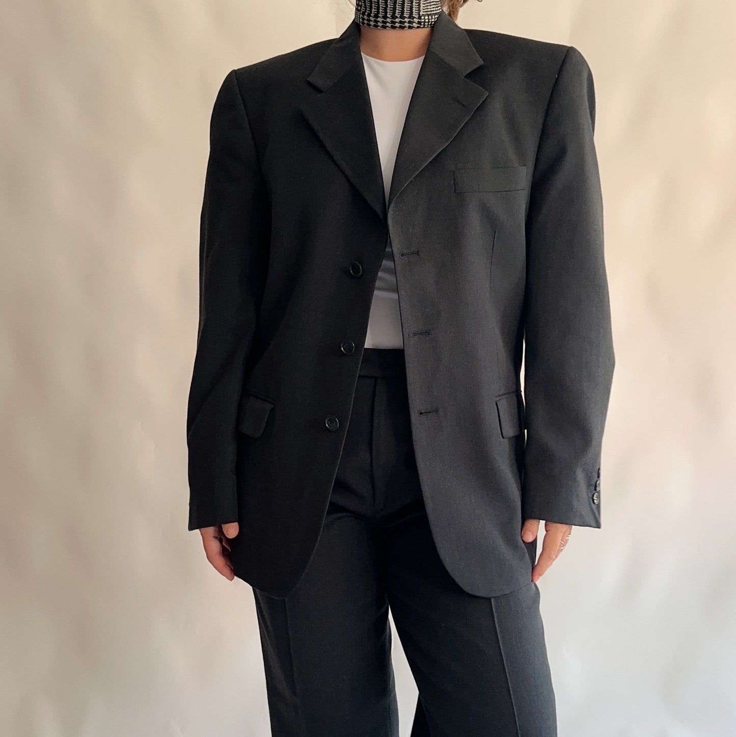 Fato Vintage Blazer + calças 45% lã (M-L)