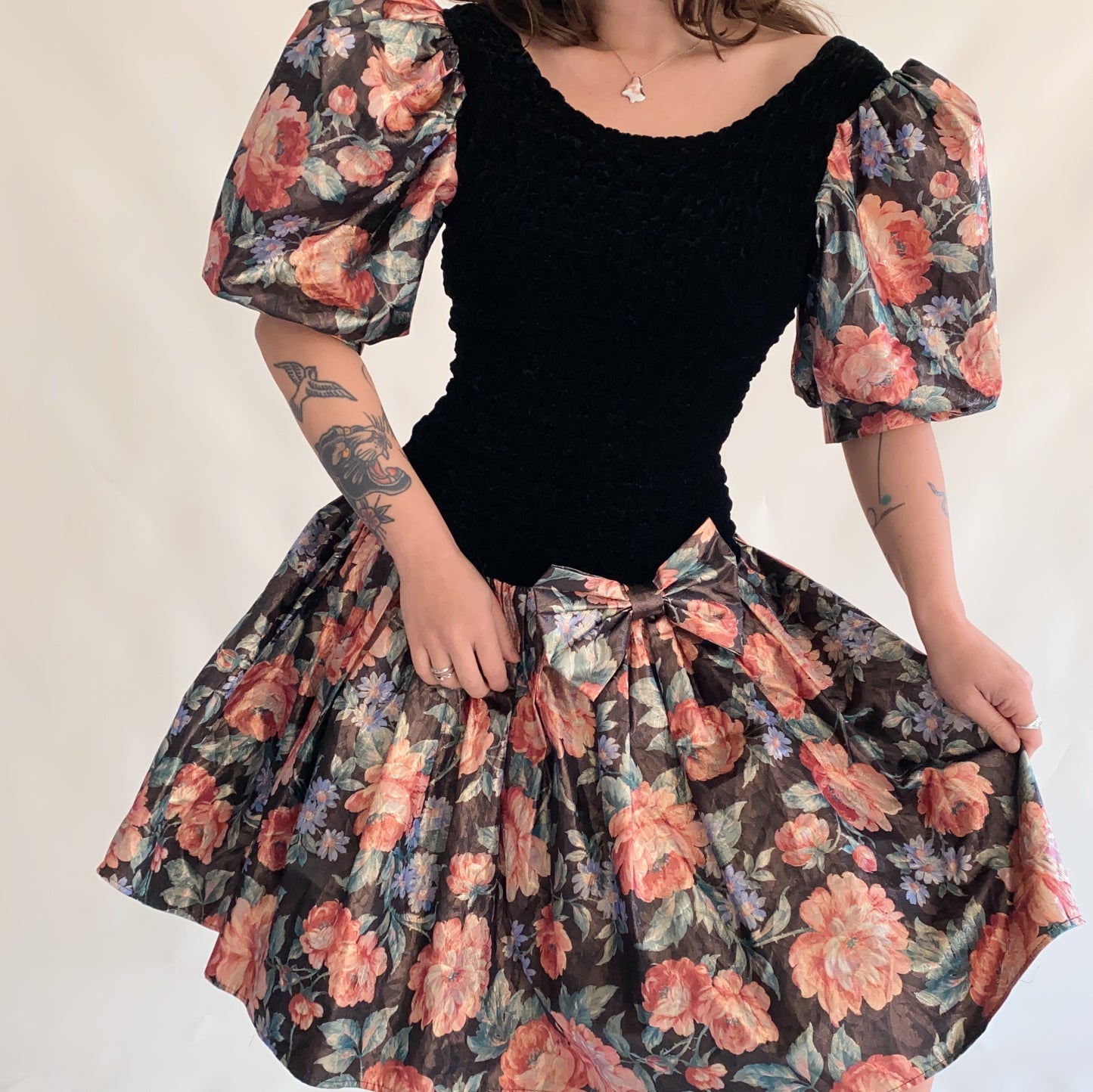 Vintage puff sleeve dress (SM)