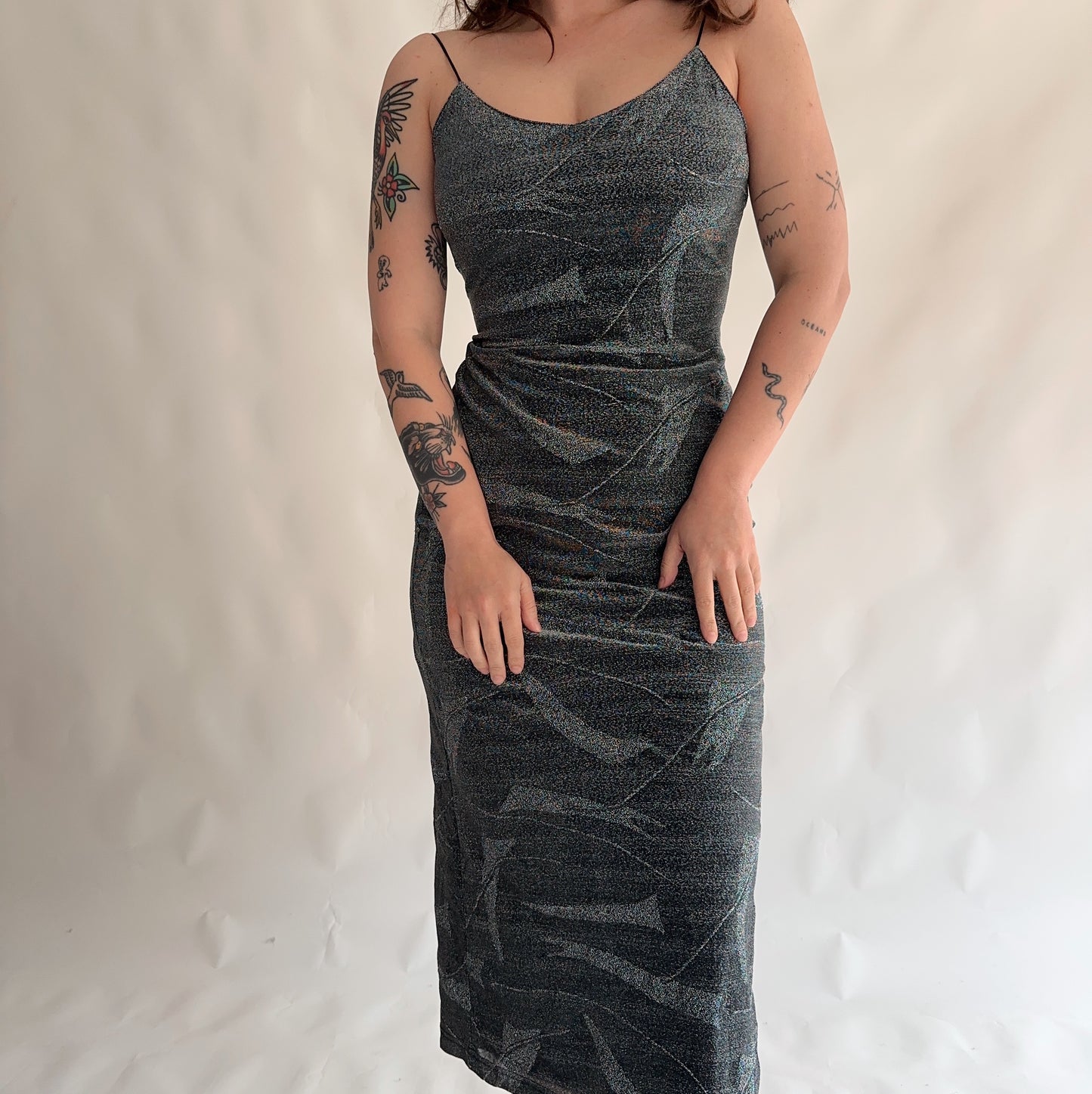 Vestido Vintage Longo com brilhos (S-M)