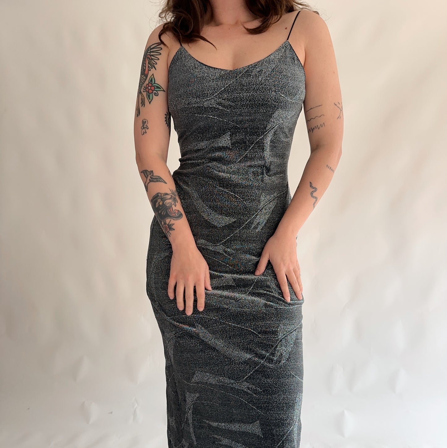 Vestido Vintage Longo com brilhos (S-M)