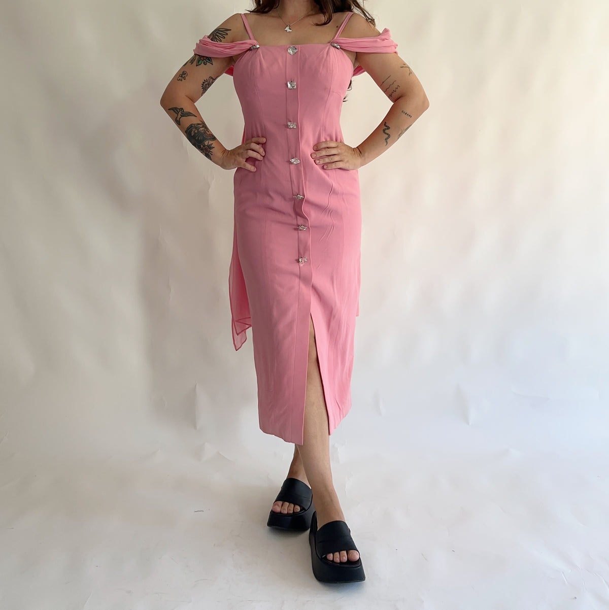 vestido vintage italiano 100% seda (M-L)