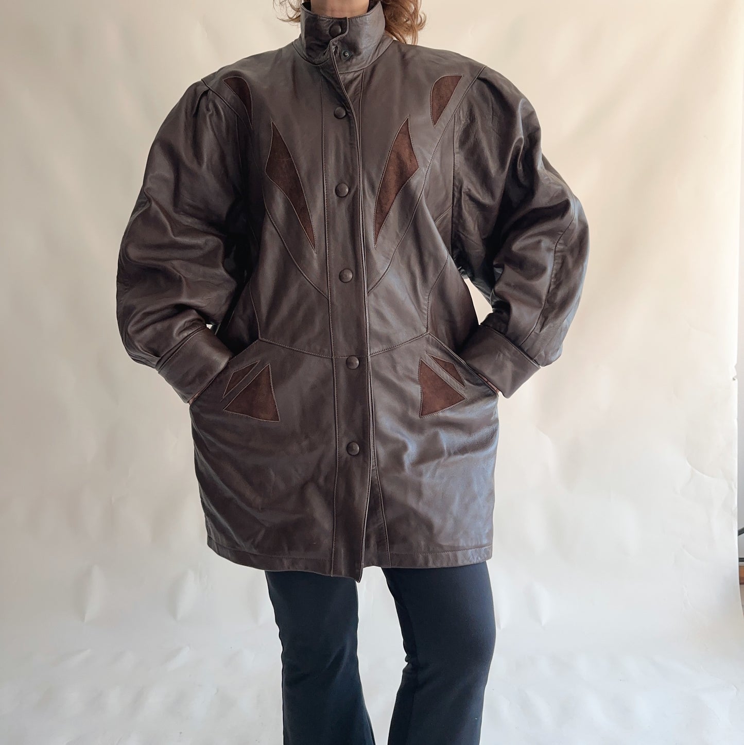 Casaco Vintage 80s pele genuína (XL)