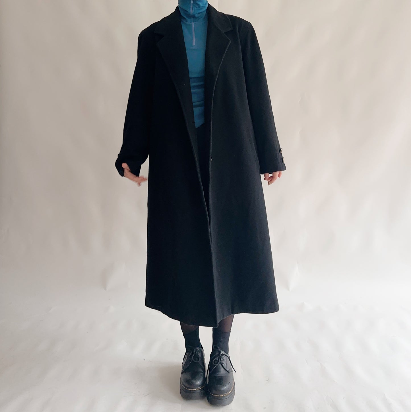 Sobretudo maxi Preto 90% Lã (XL)