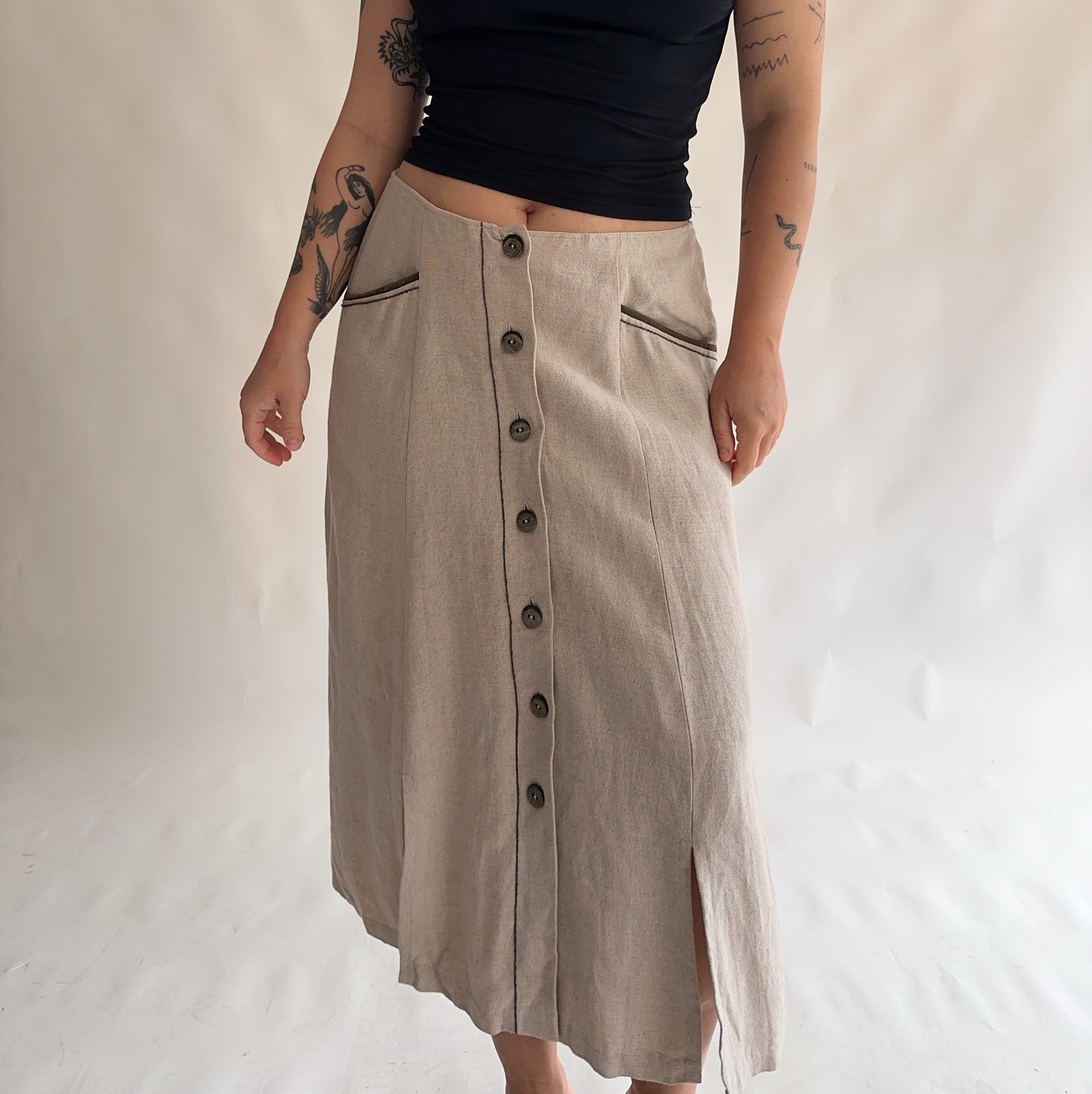saia vintage 100% linho (L)