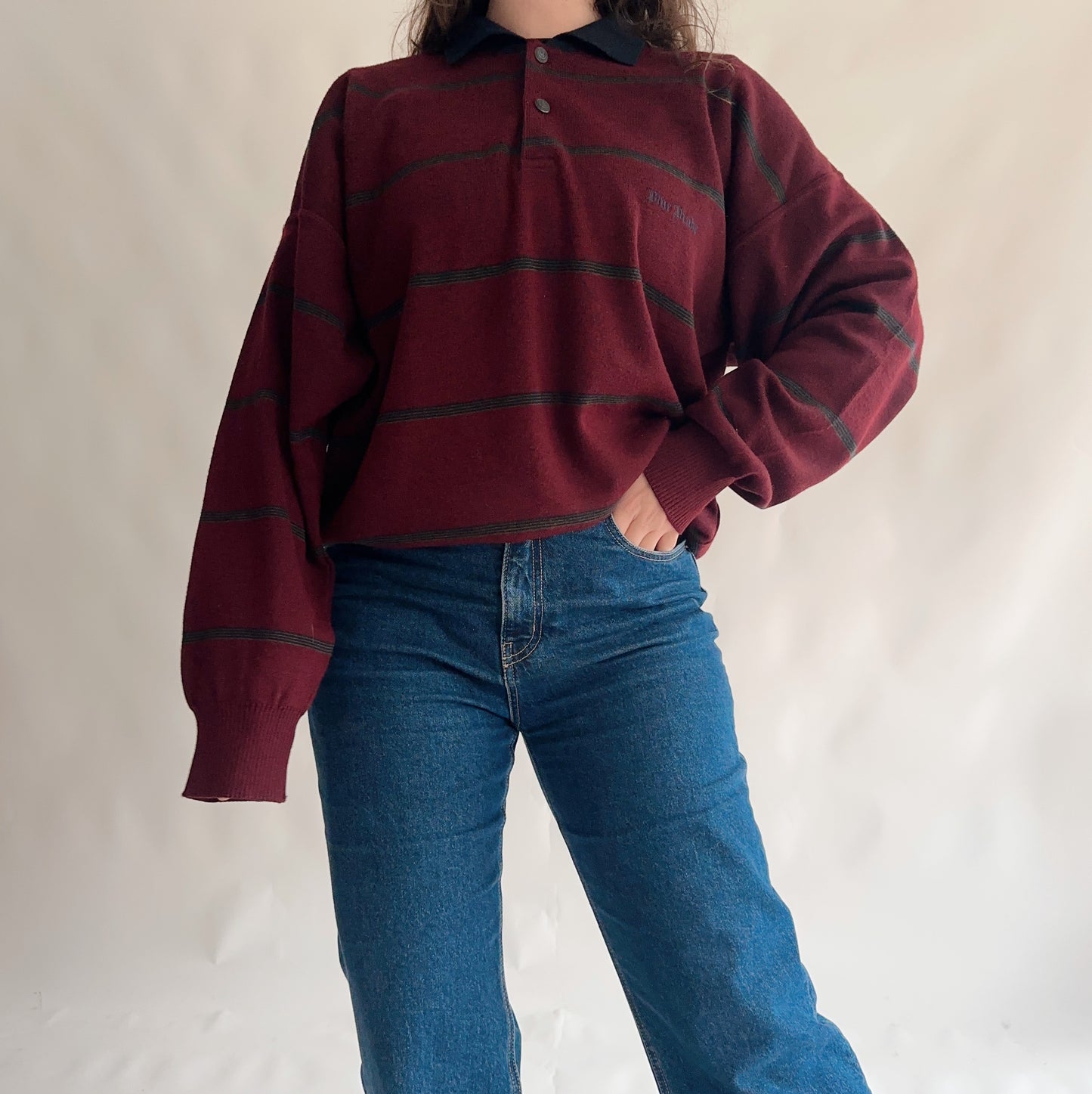 Camisola Vintage Italiana Bordeaux 50% Lã (L)