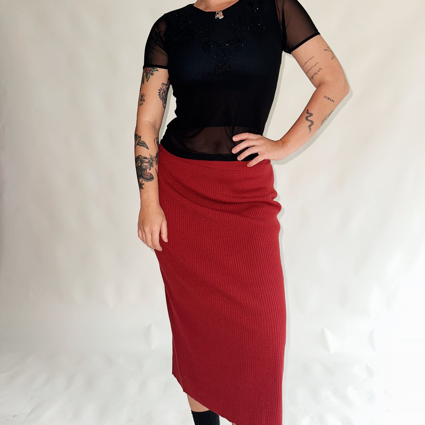 saia vintage midi bordeaux de inverno (L)