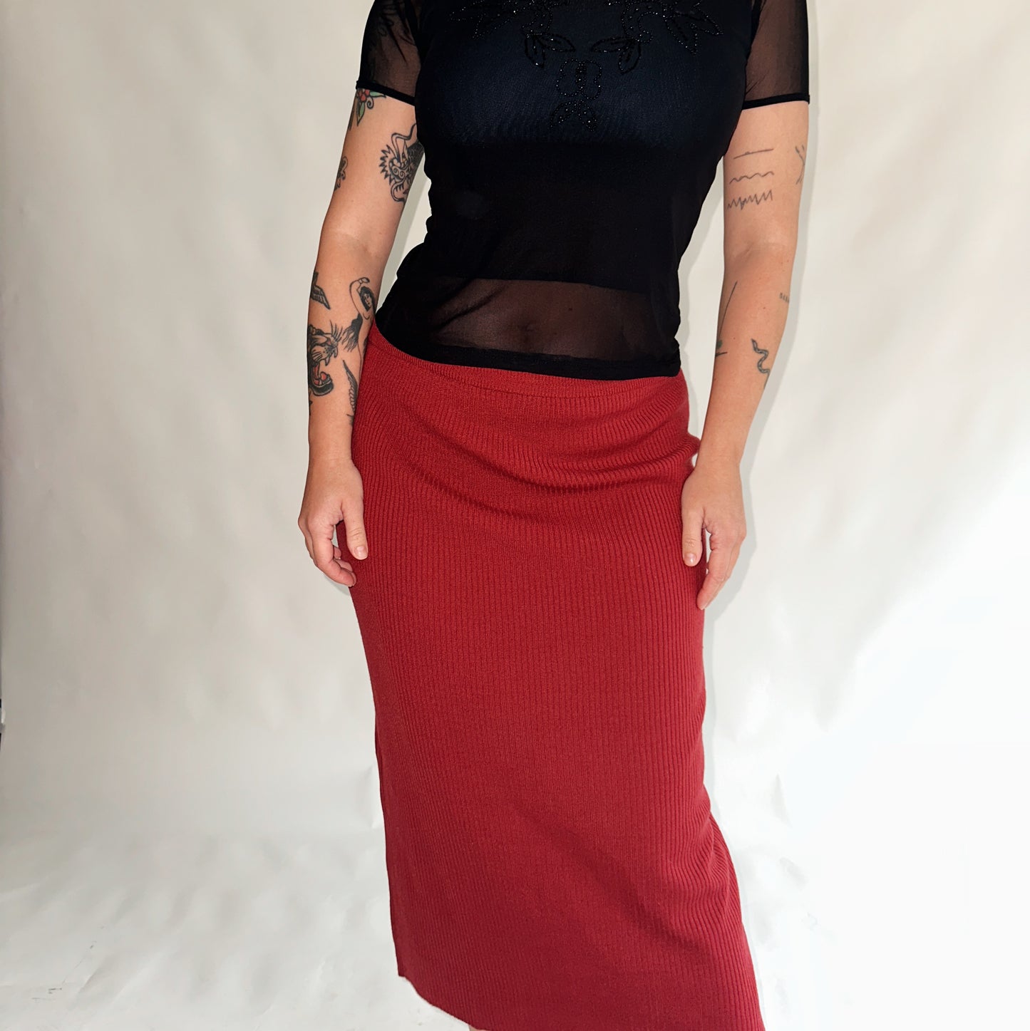 saia vintage midi bordeaux de inverno (L)