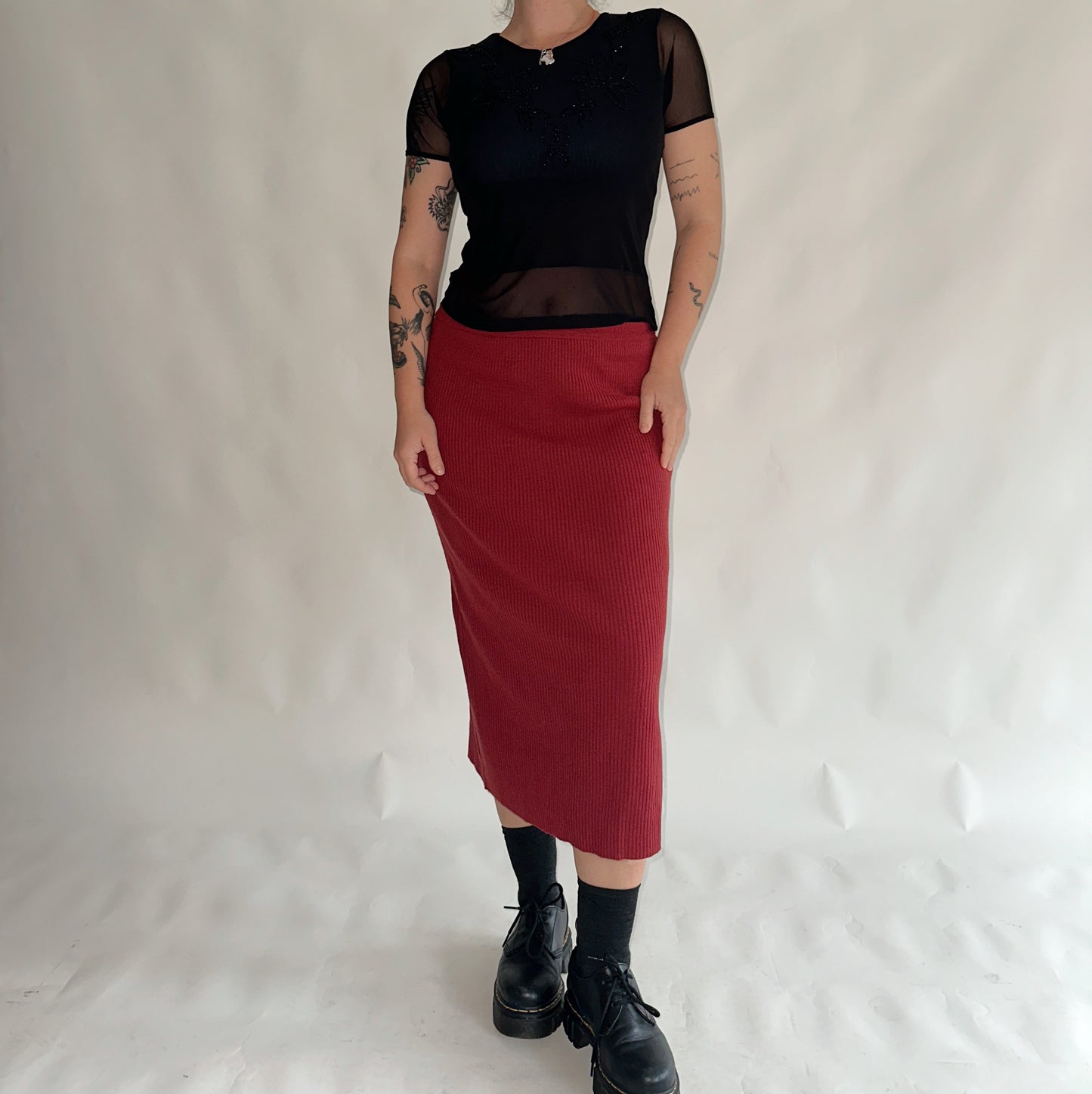 saia vintage midi bordeaux de inverno (L)