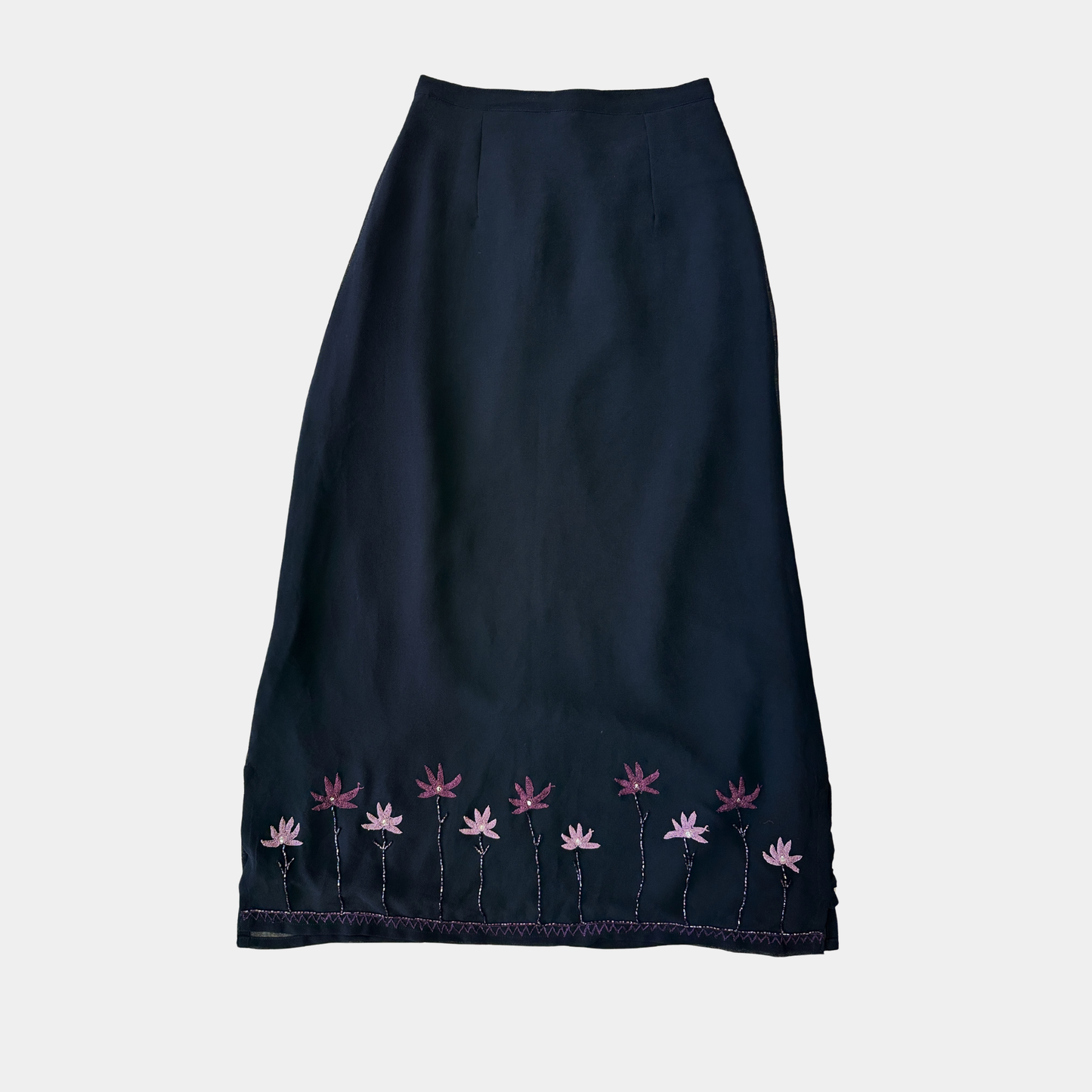 saia vintage midi mesh com bordados (XS)