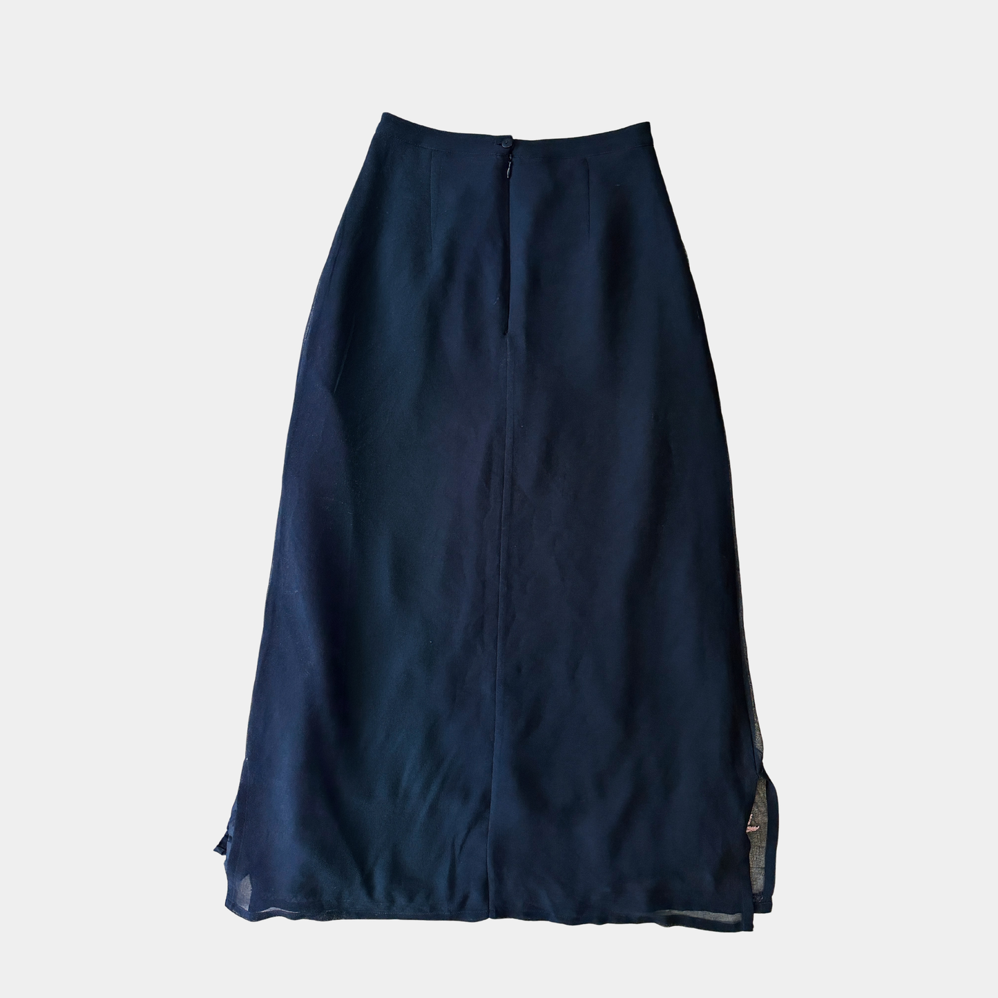 saia vintage midi mesh com bordados (XS)