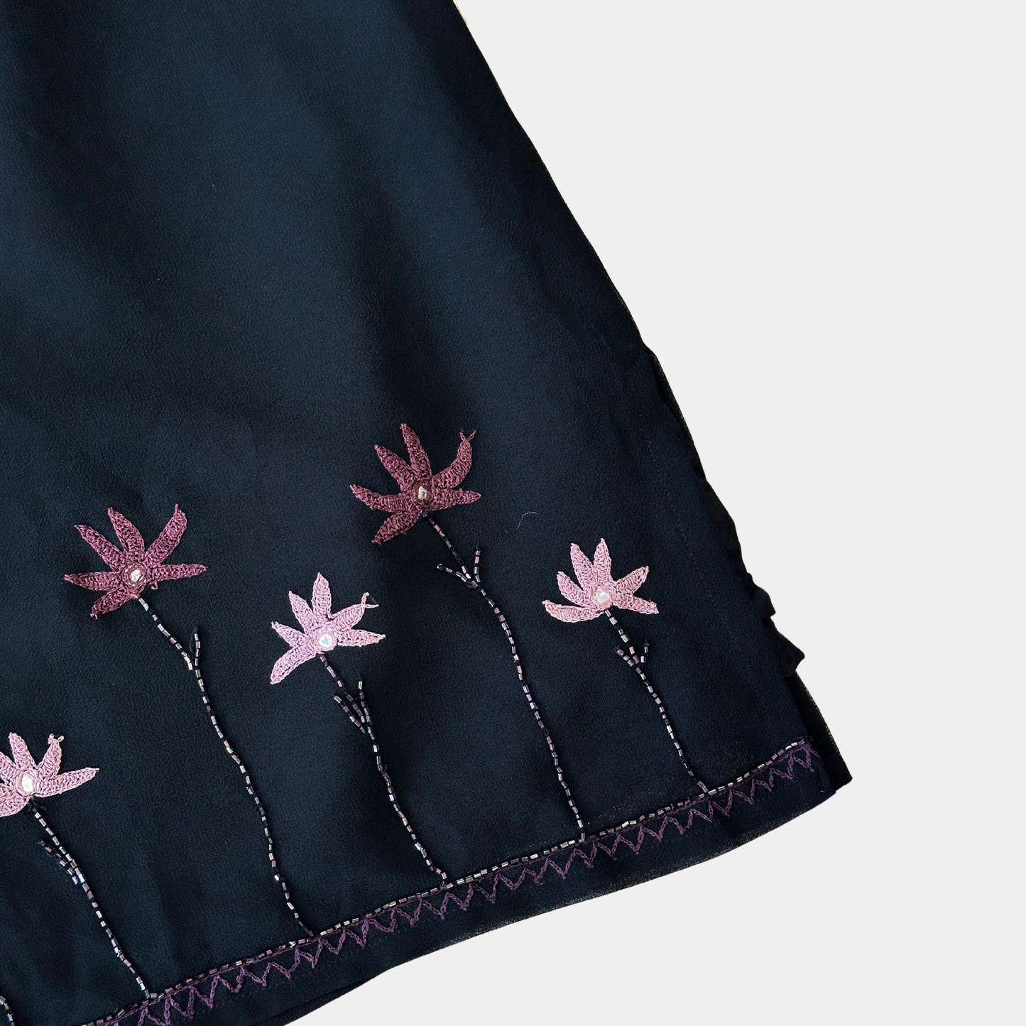 saia vintage midi mesh com bordados (XS)