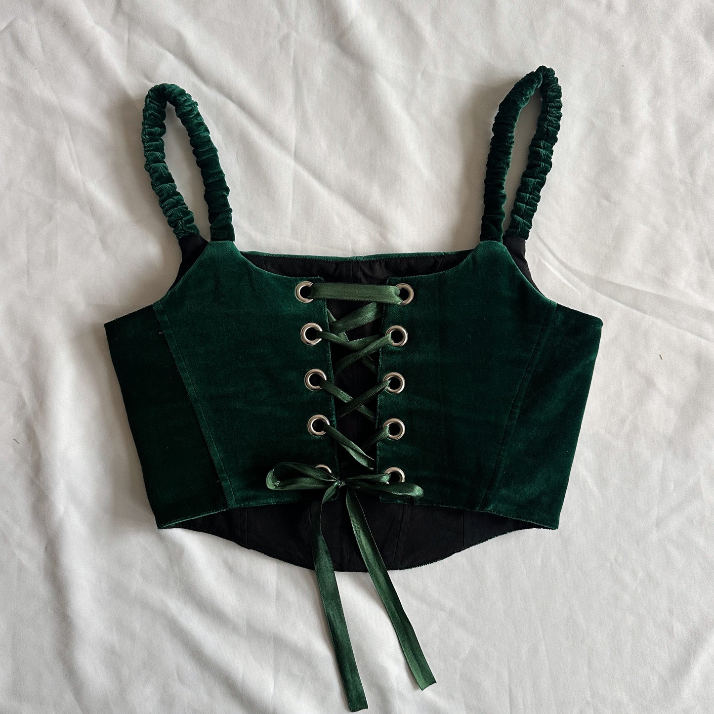 upcycling corset veludo verde (S-M)