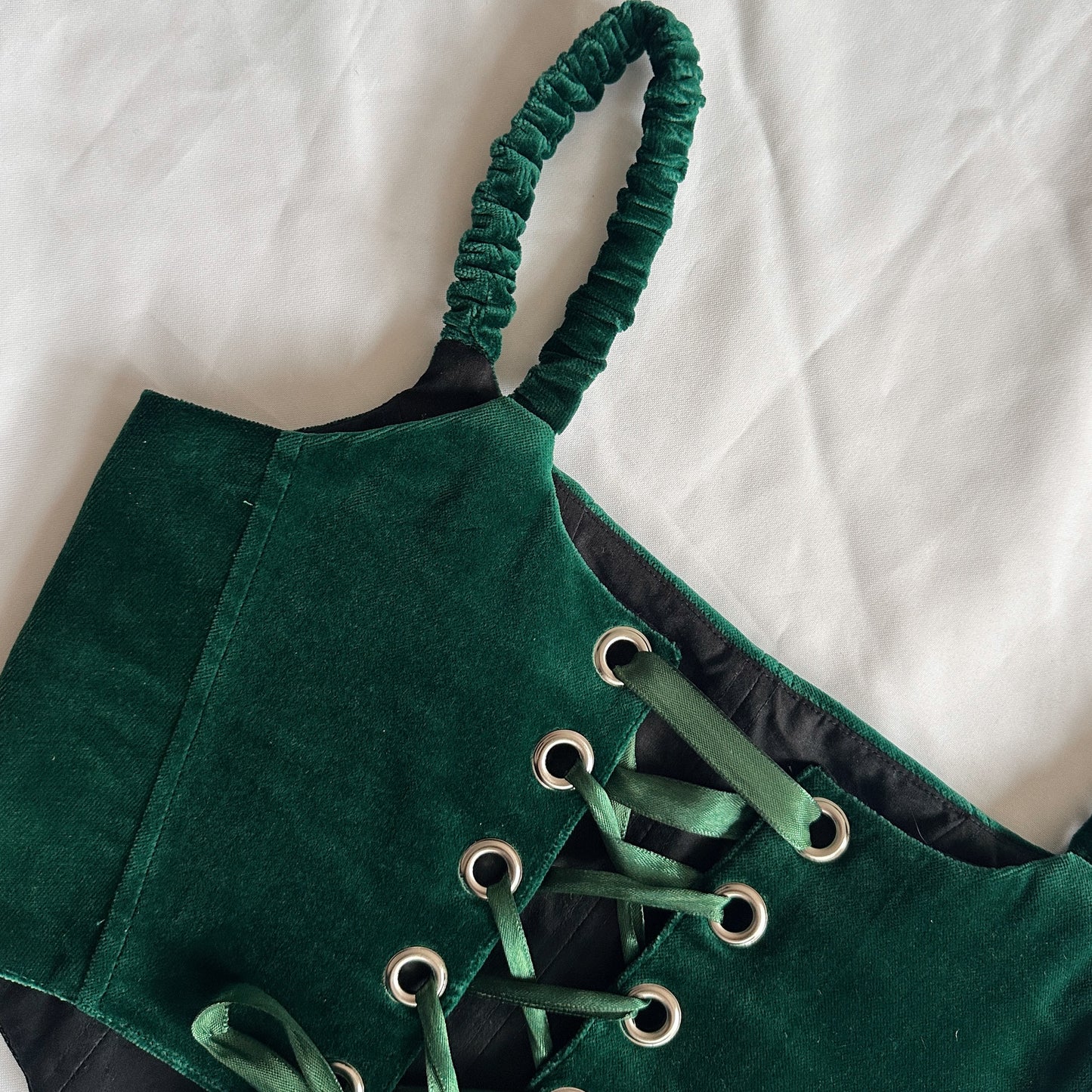 upcycling corset veludo verde (S-M)