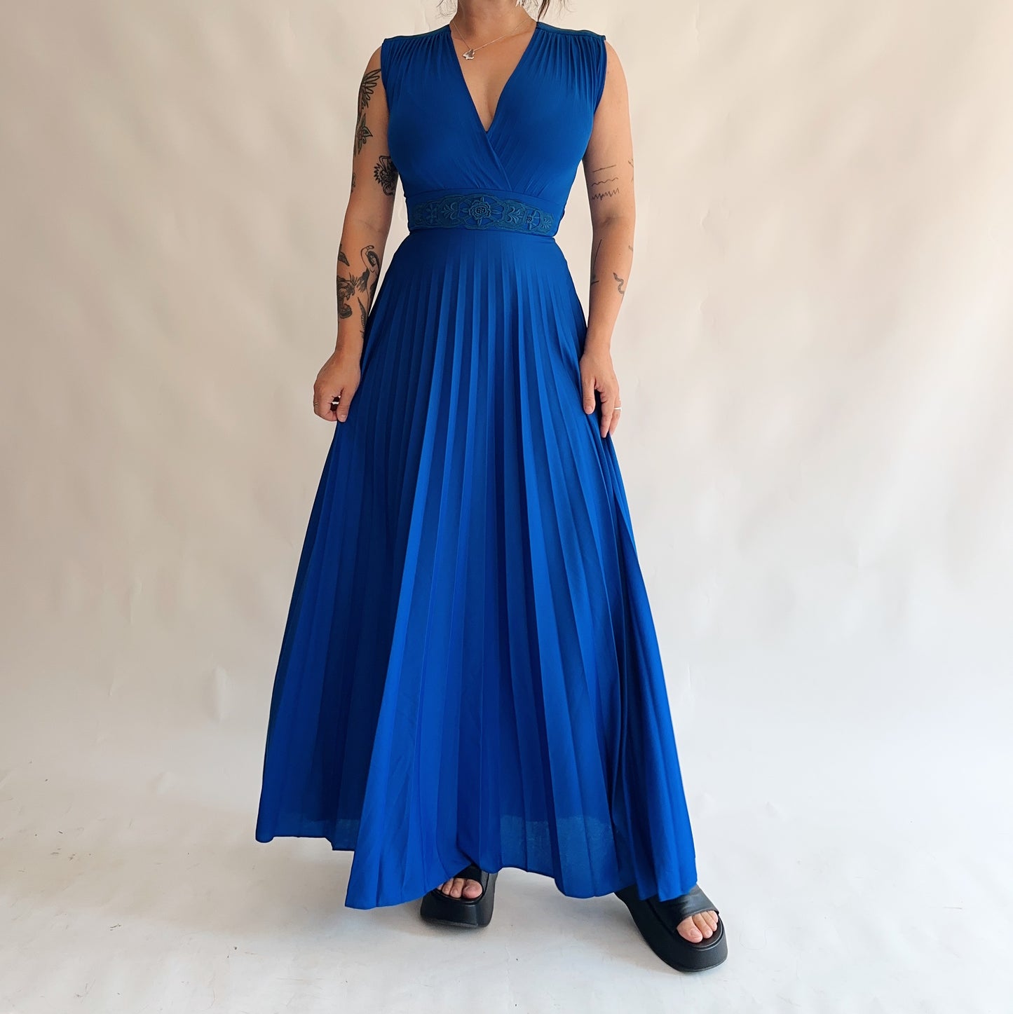 vestido maxi 70s made in USA (S)