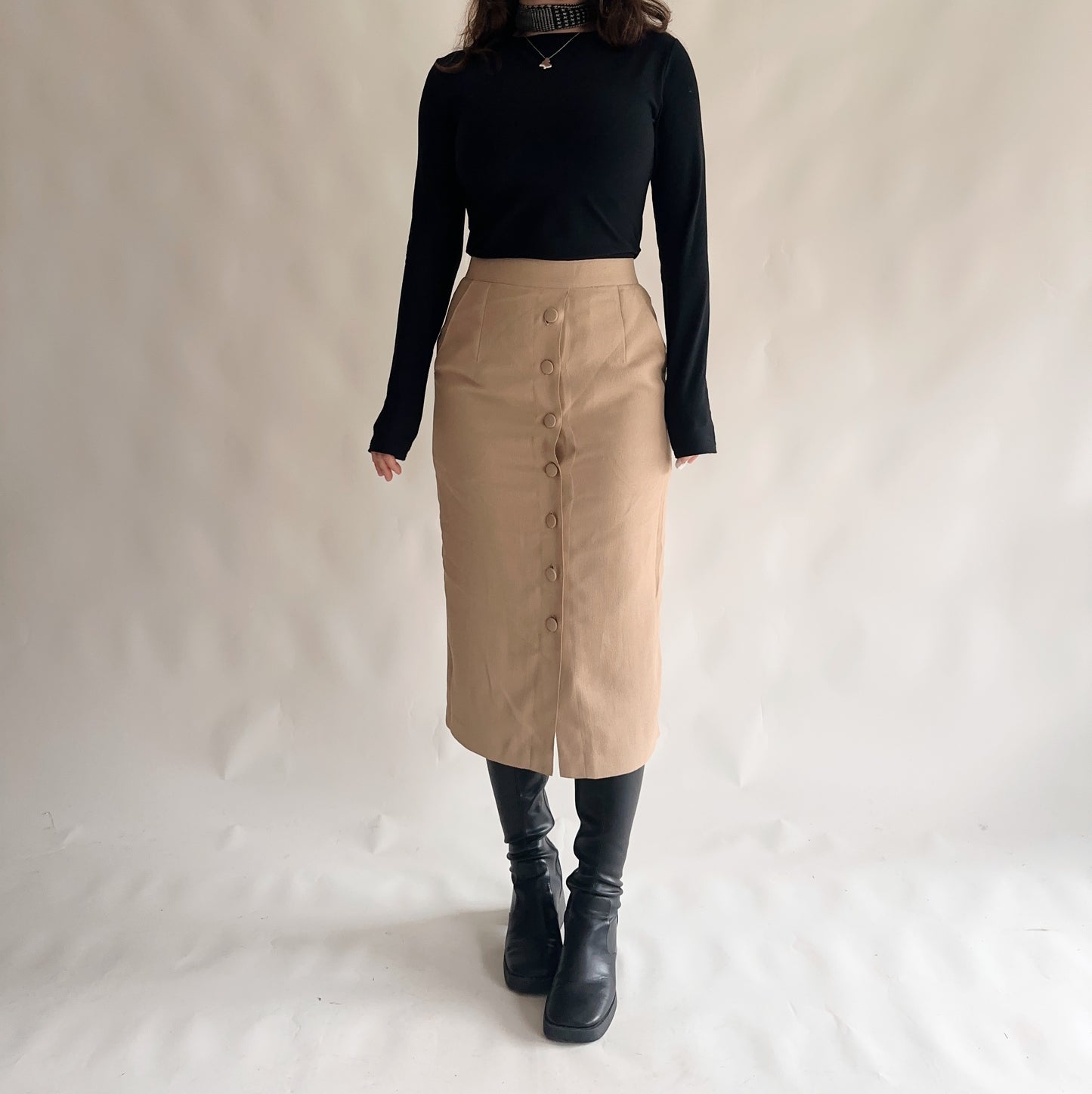 Saia Vintage midi com Bolsos(L)