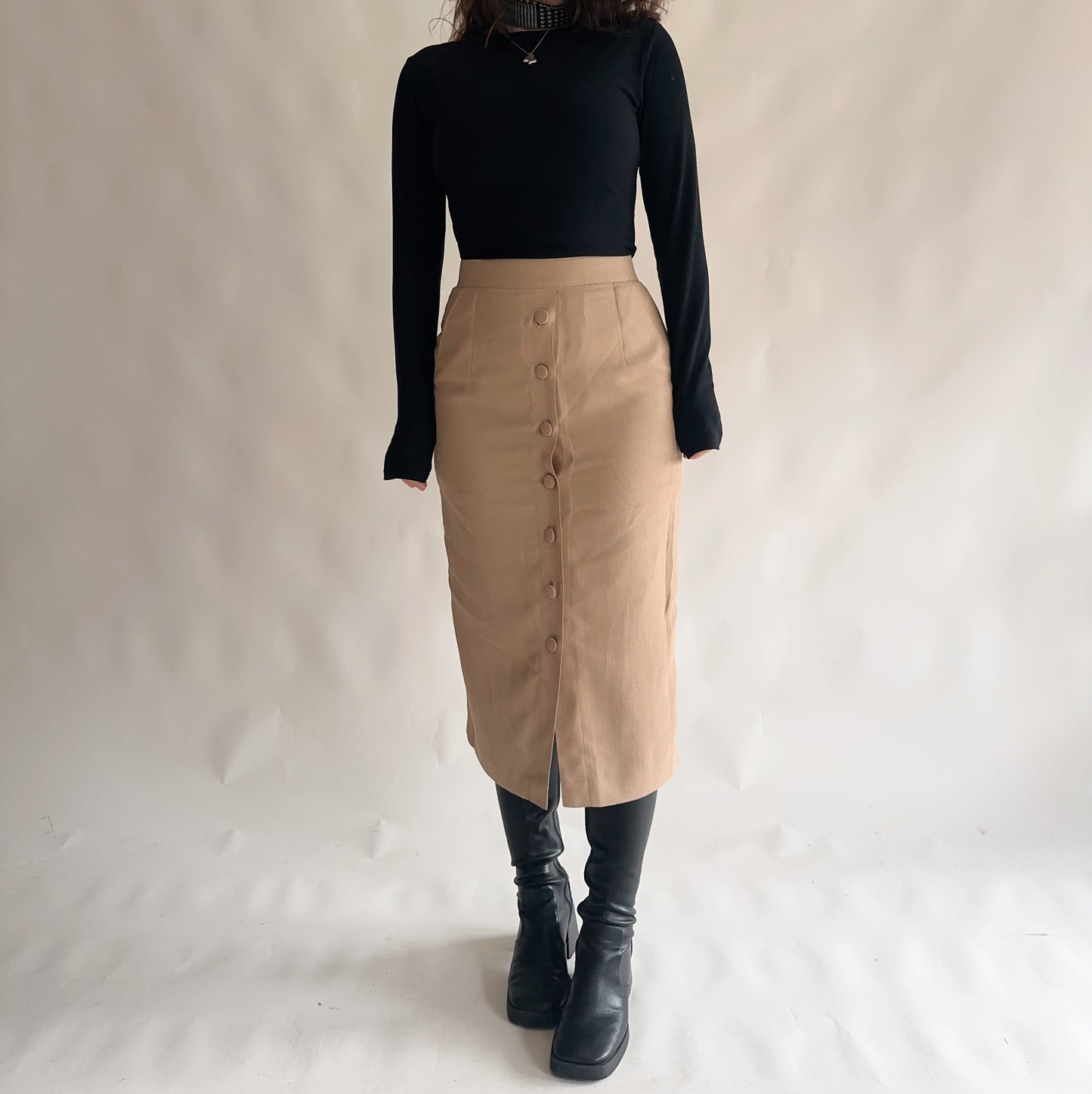 Saia Vintage midi com Bolsos(L)