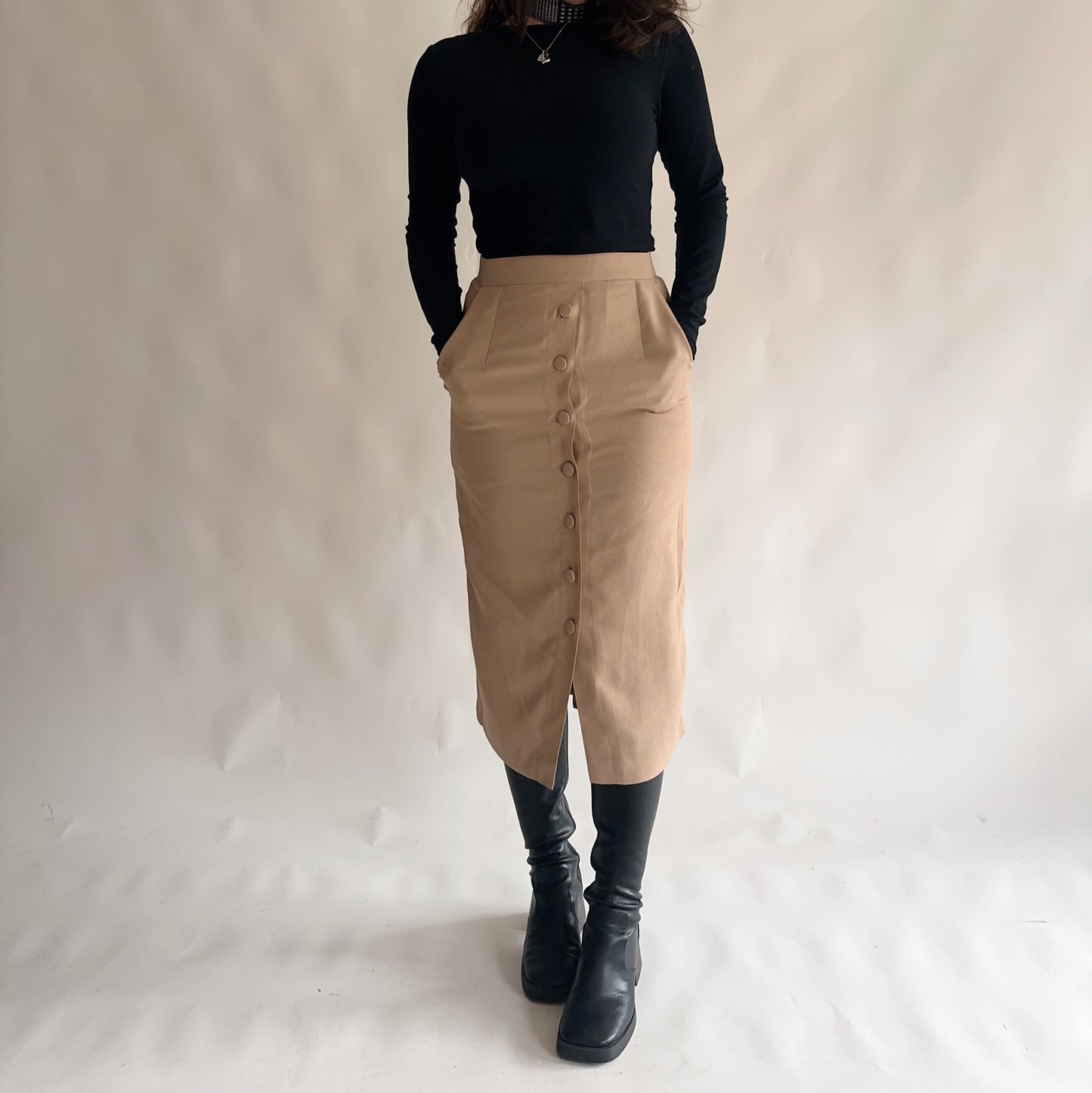 Saia Vintage midi com Bolsos(L)