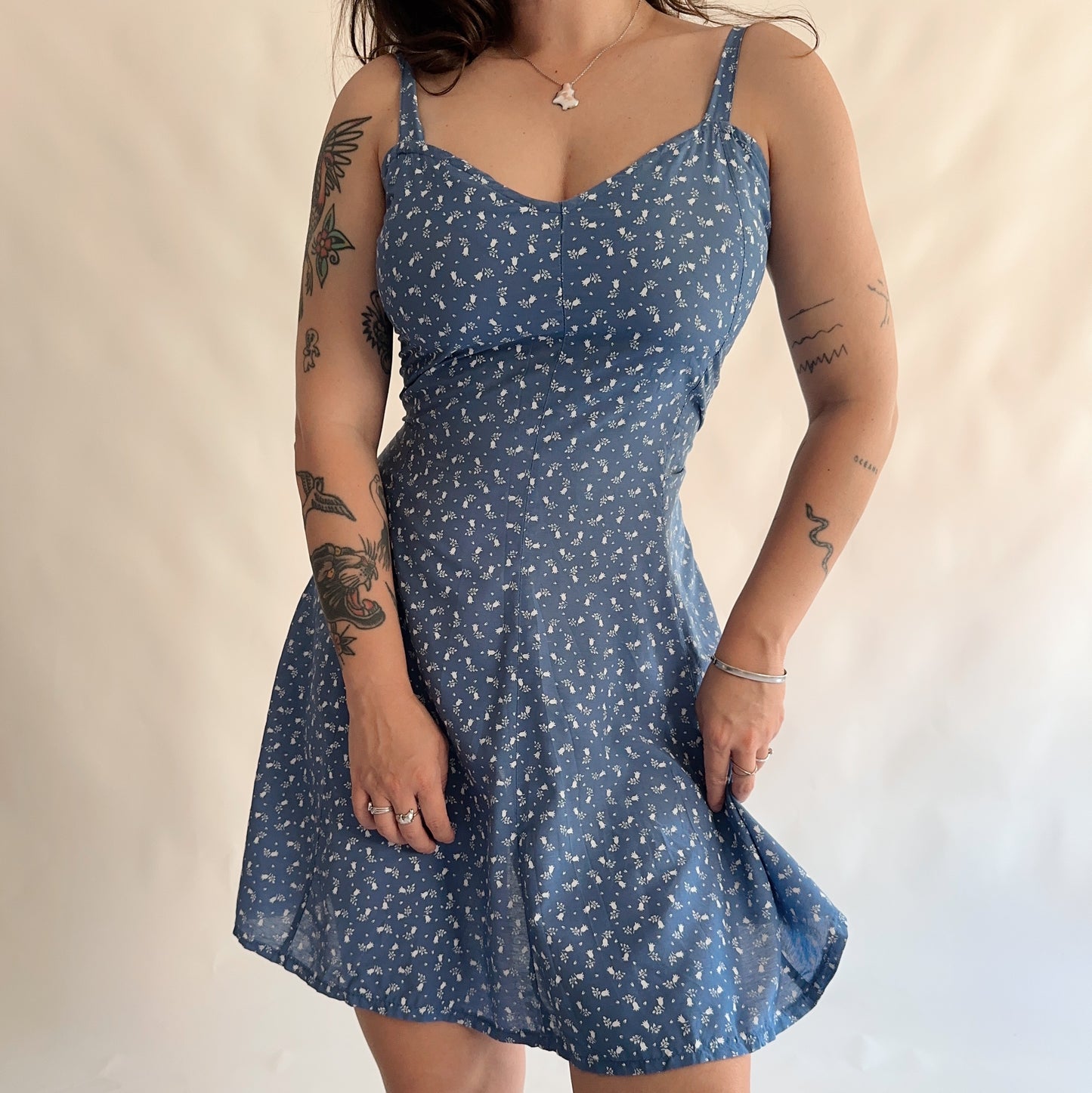 vestido vintage foral 90s (L)