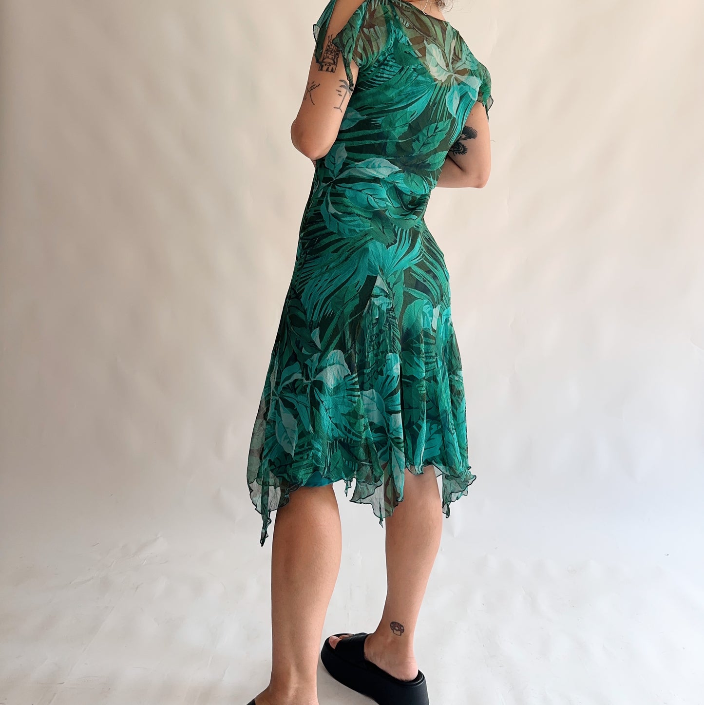 vestido vintage y2k assimétrico 100% seda (M)