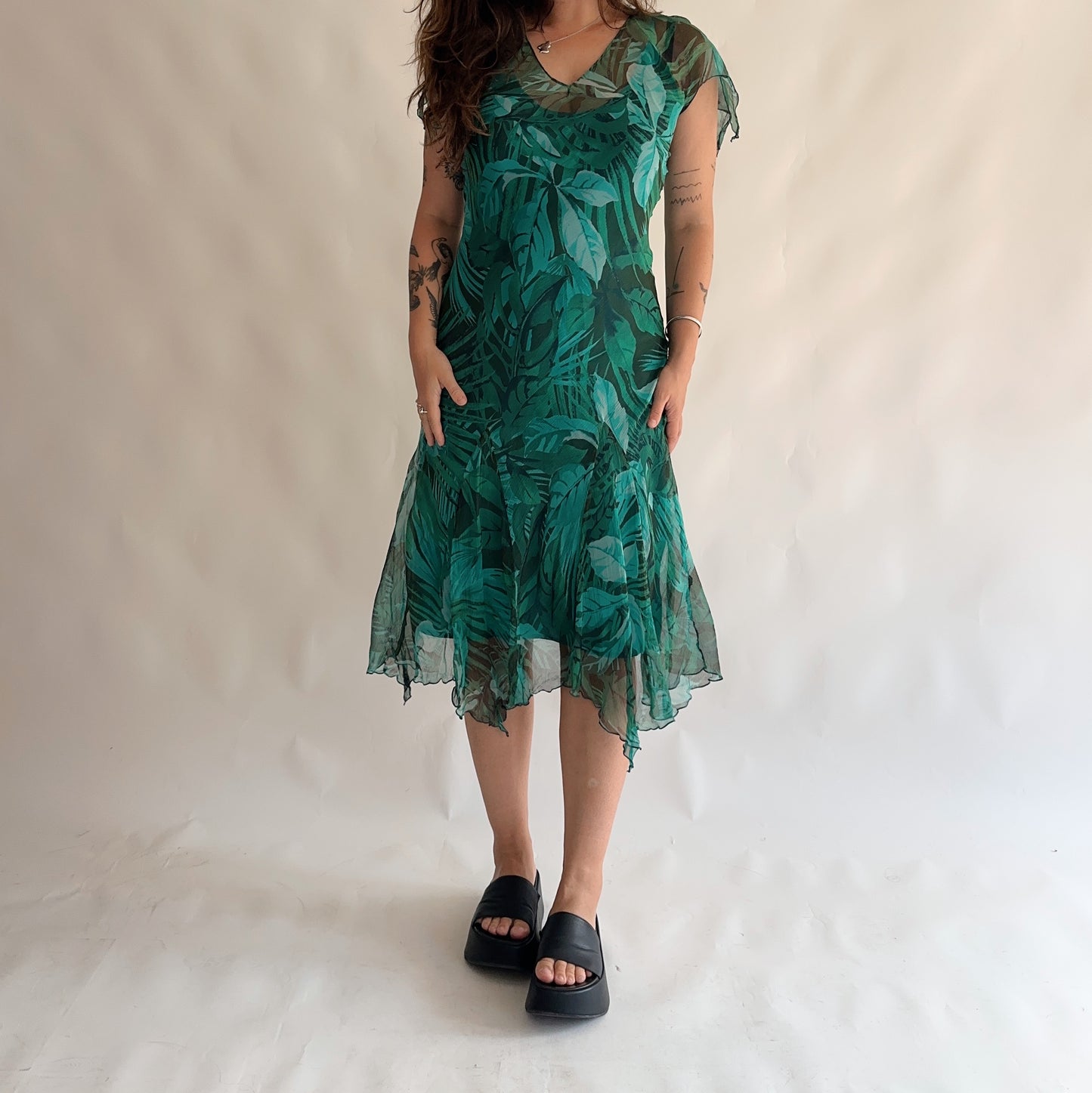 vestido vintage y2k assimétrico 100% seda (M)
