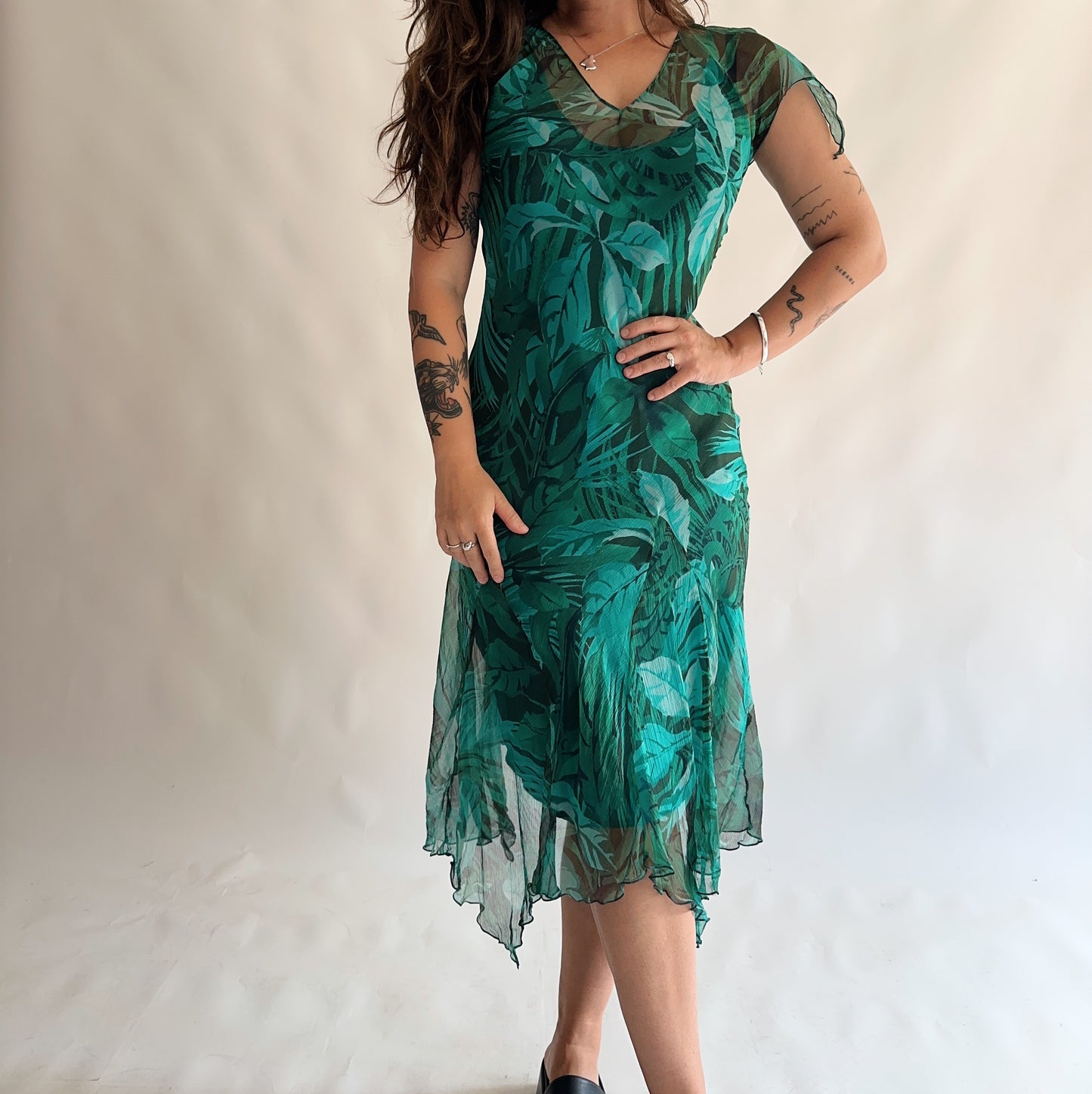 vestido vintage y2k assimétrico 100% seda (M)