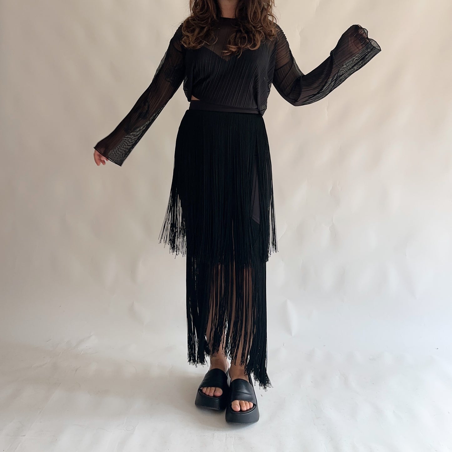 saia vintage com franjas (M)