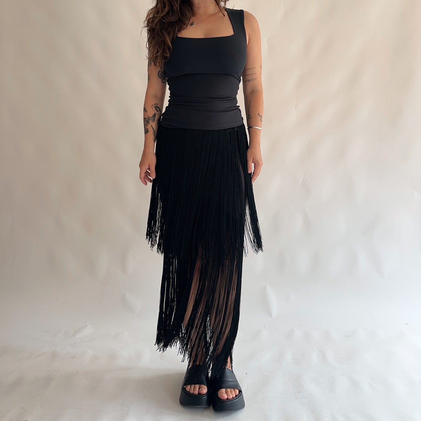 saia vintage com franjas (M)