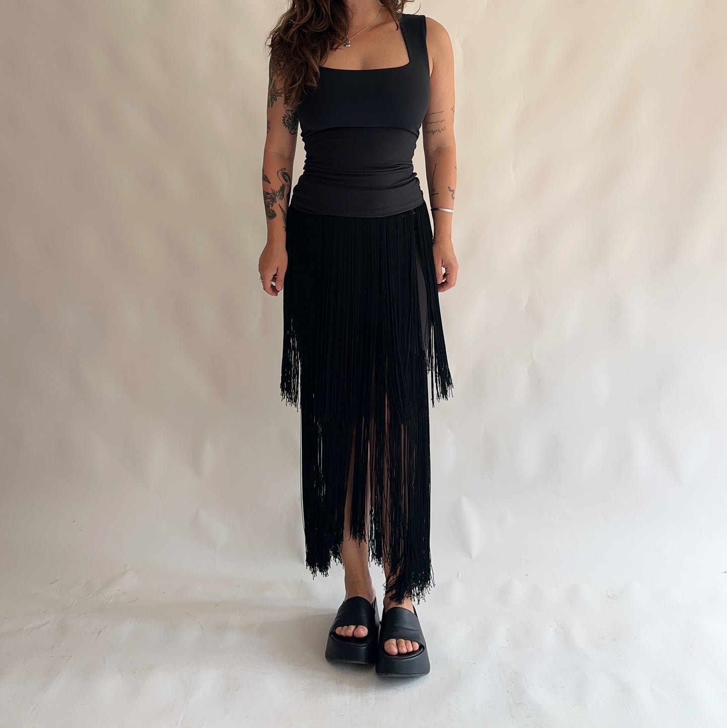 saia vintage com franjas (M)