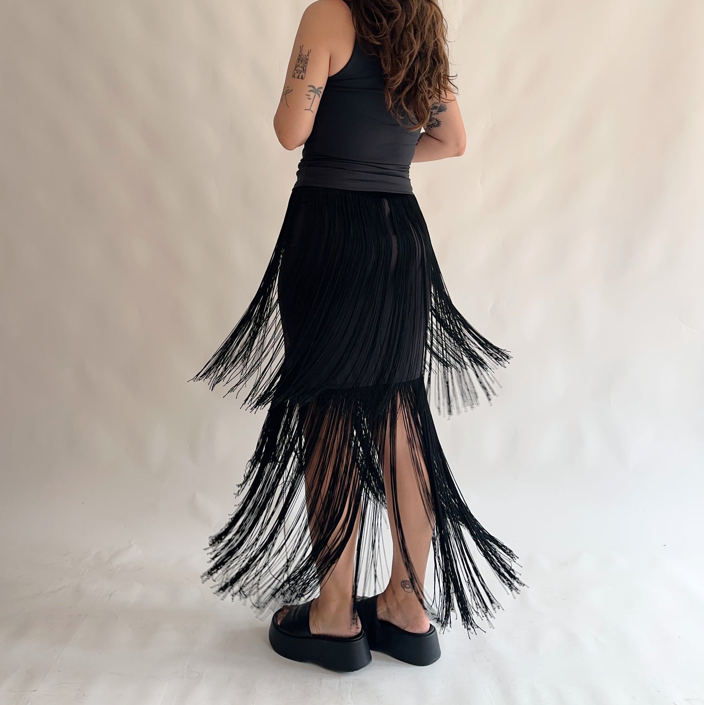 saia vintage com franjas (M)