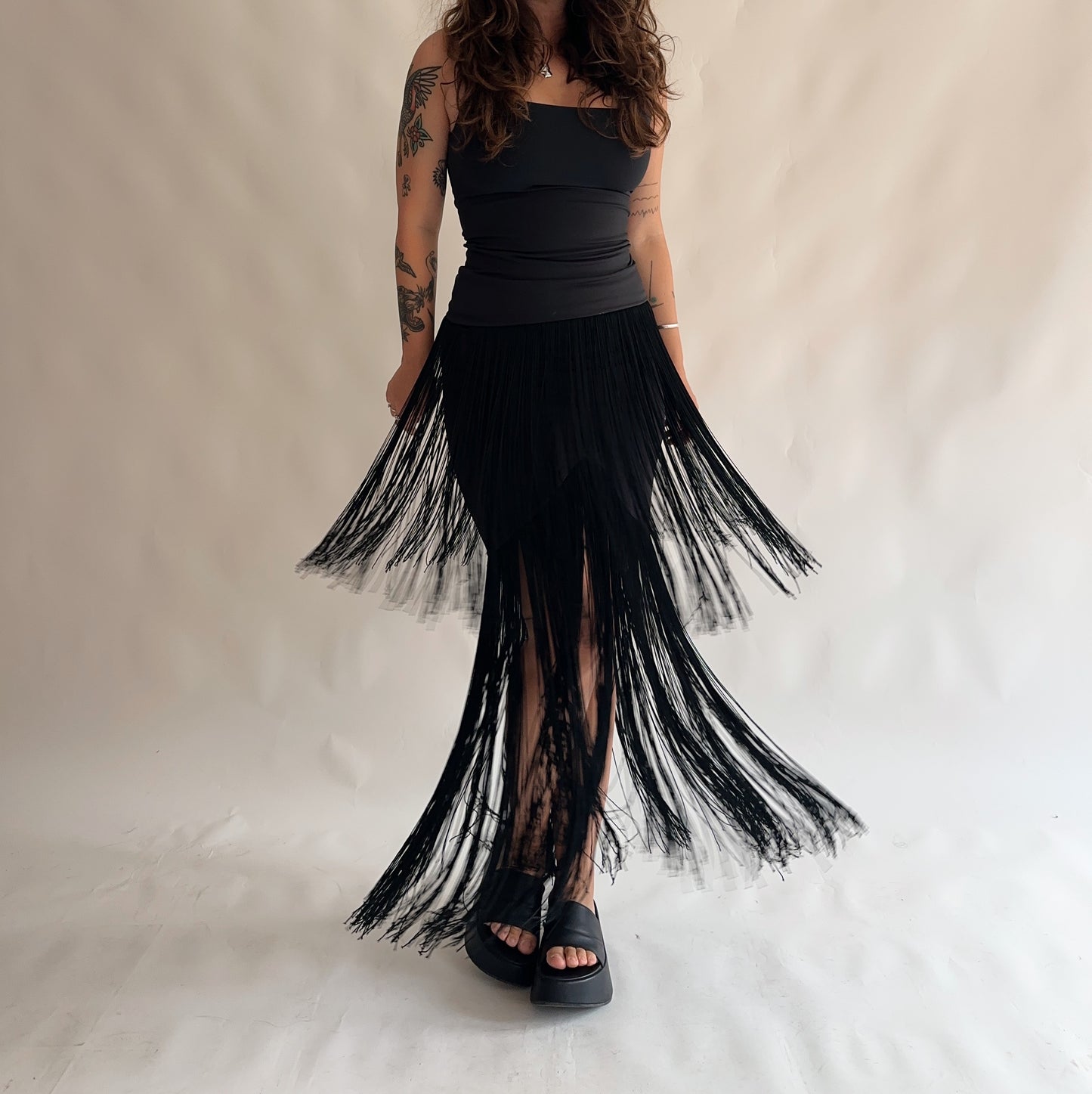 saia vintage com franjas (M)
