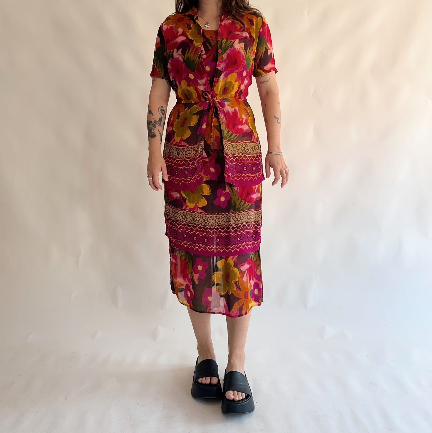 set vintage vestido + camisa (S-M)