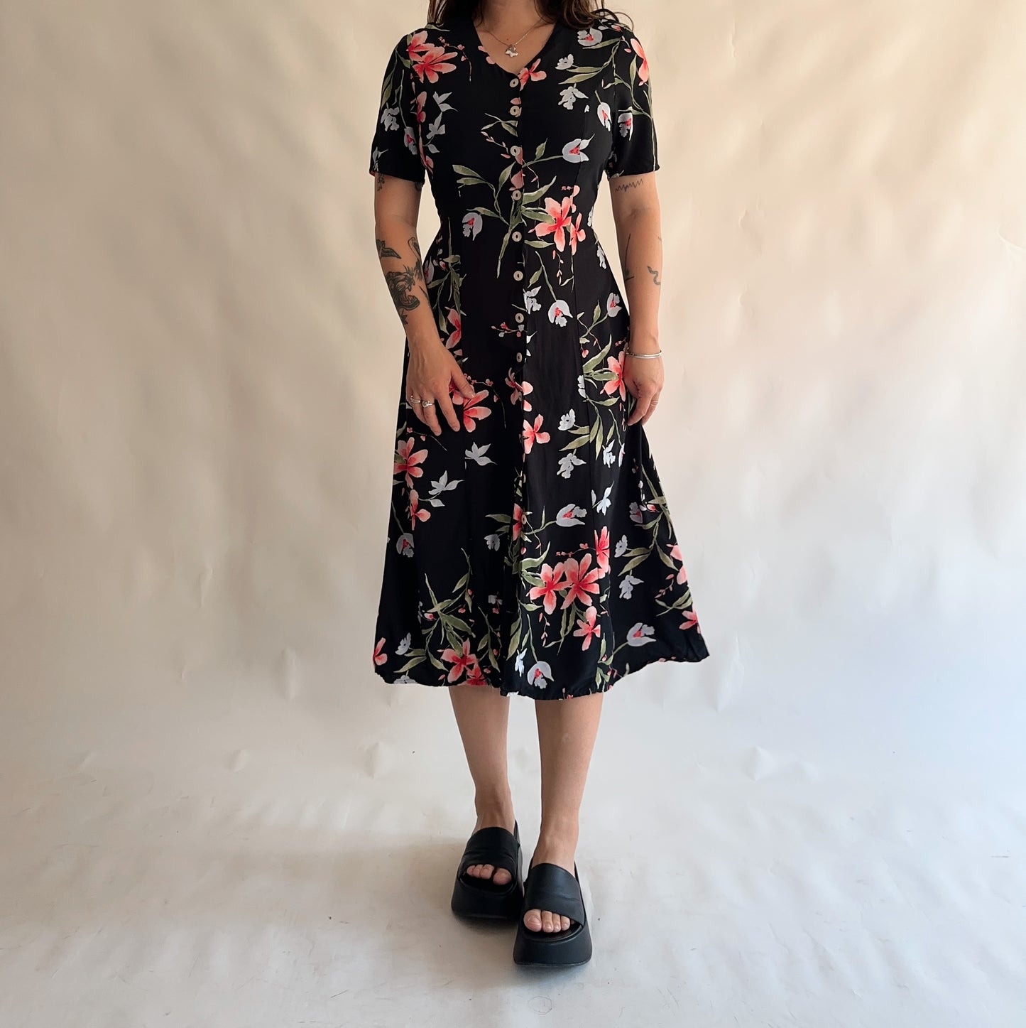 vestido vintage 90s floral (M)