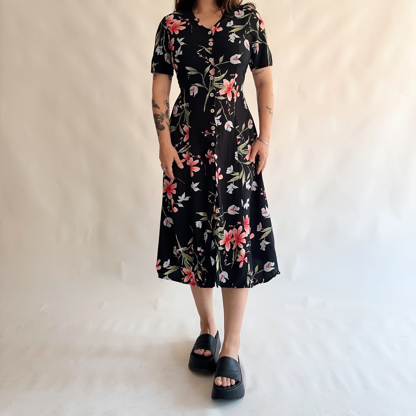 vestido vintage 90s floral (M)