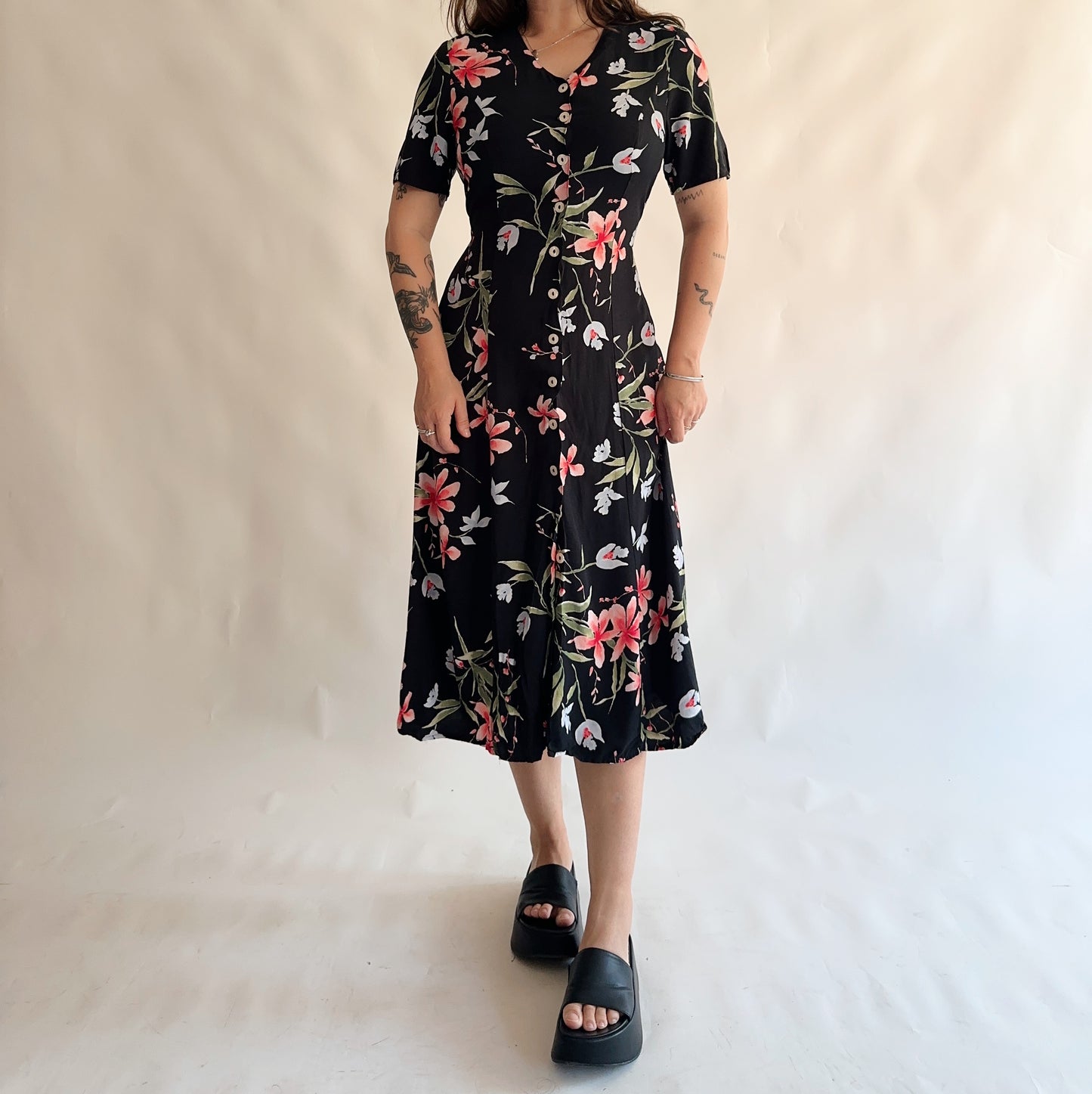 vestido vintage 90s floral (M)