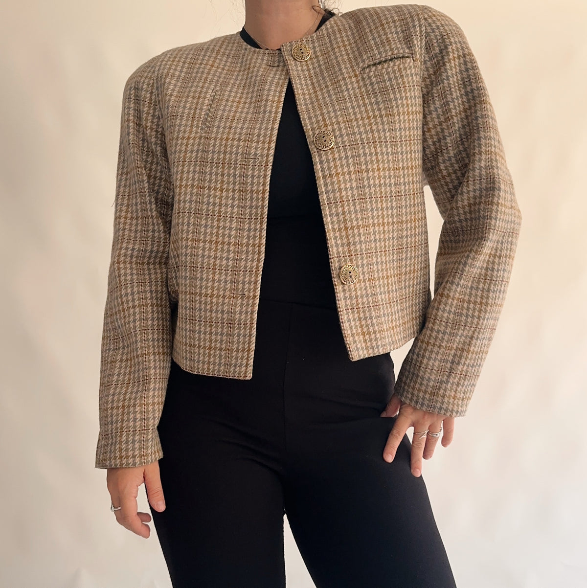 blazer vintage curto de lã (L)
