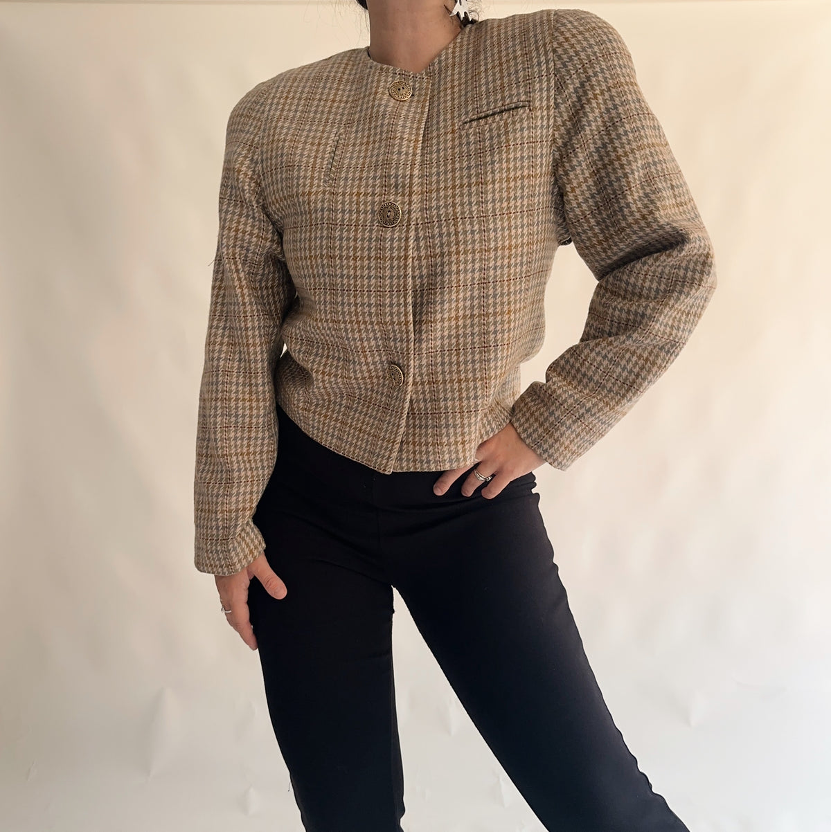 blazer vintage curto de lã (L)