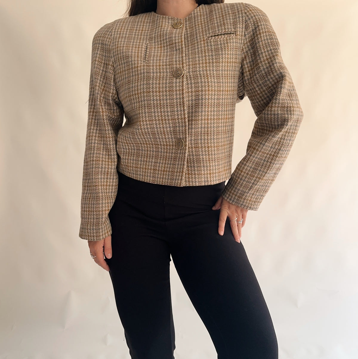 blazer vintage curto de lã (L)
