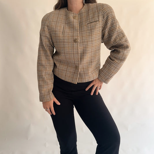blazer vintage curto de lã (L)