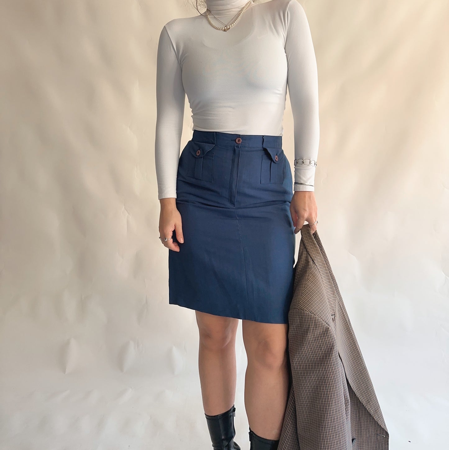 Vintage Linen + Viscose Skirt (L)