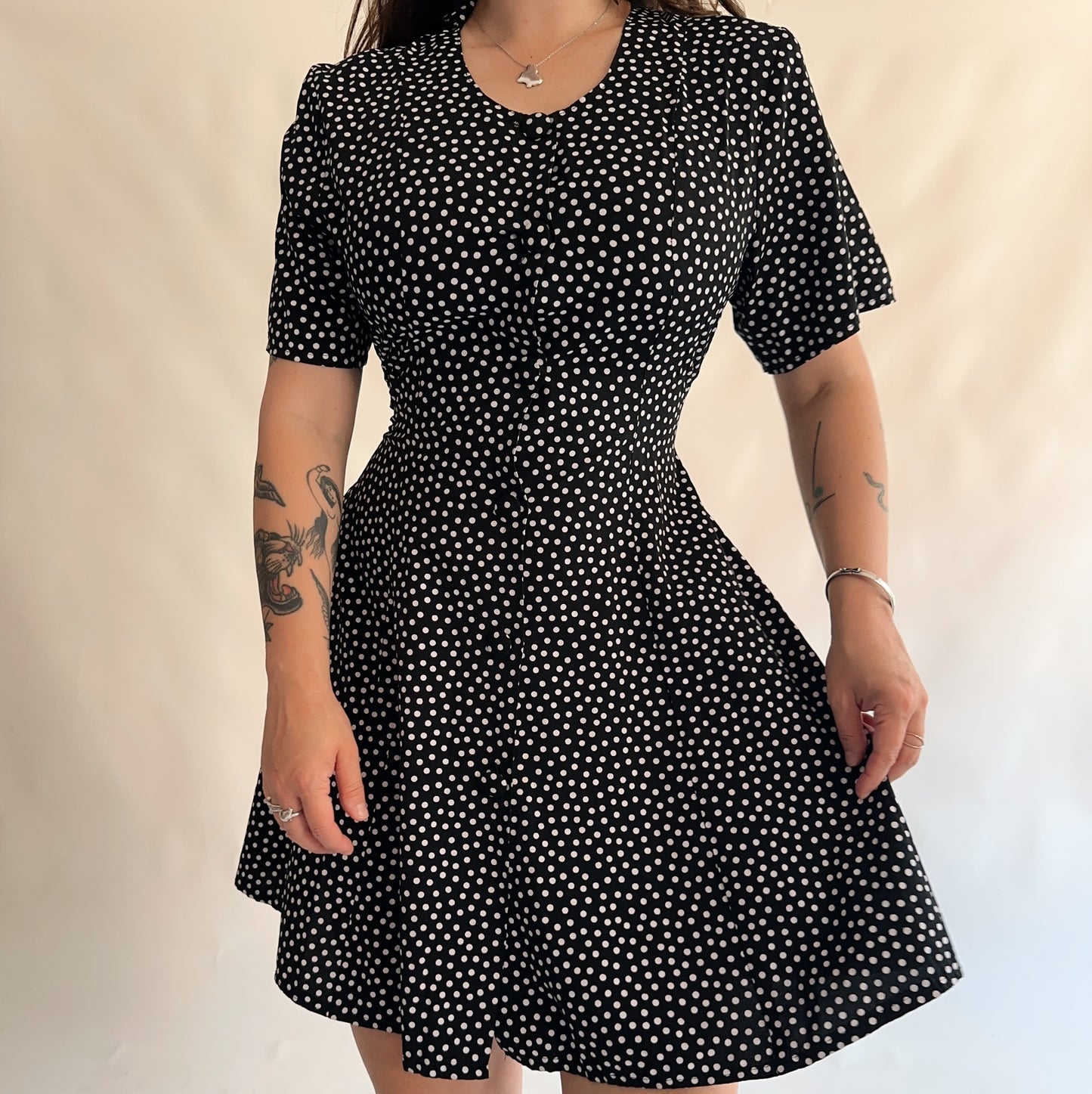 vestido vintage 90s polkadot (M-L)
